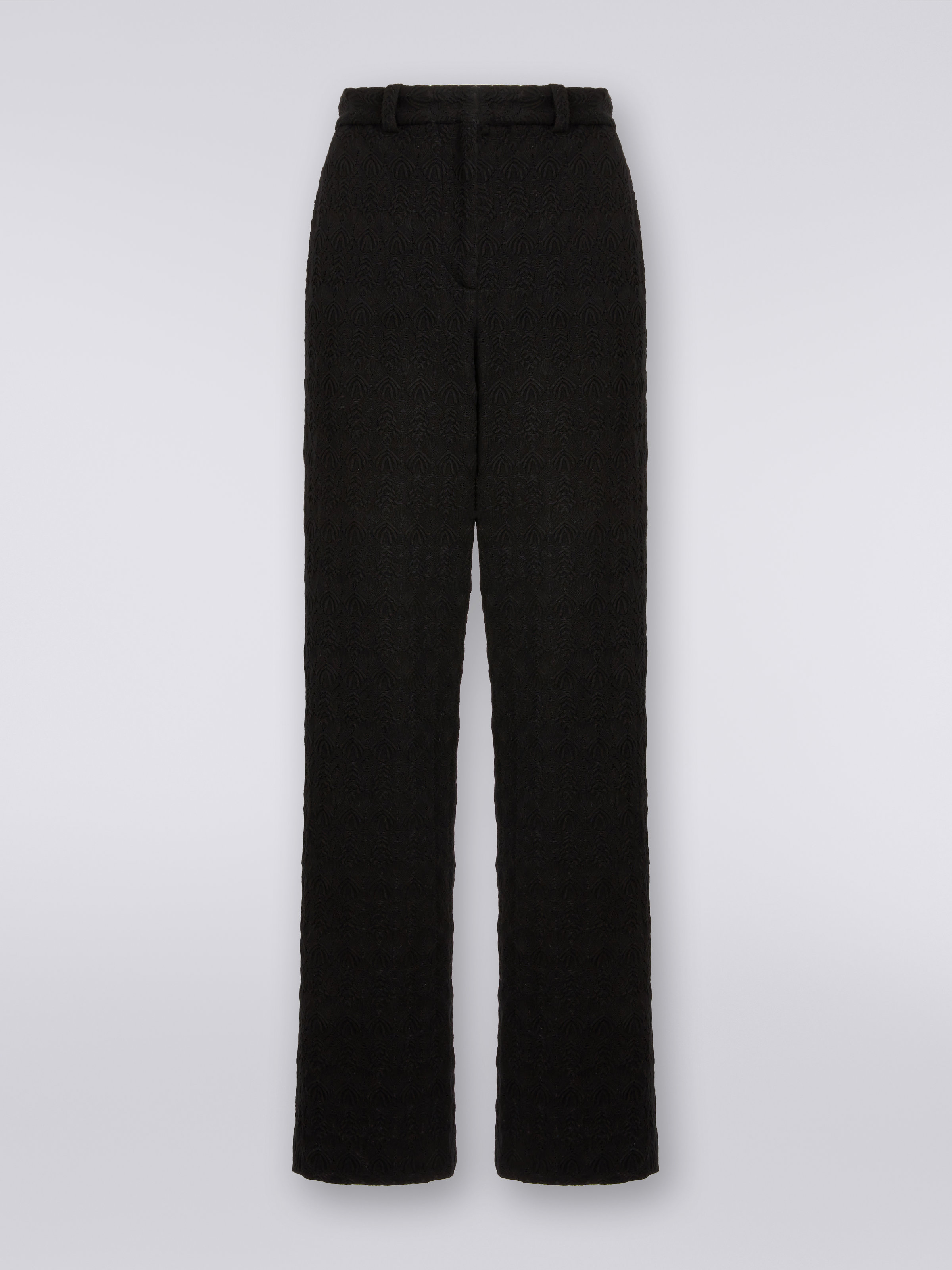 Classic trousers with lace effect, Black    - 0