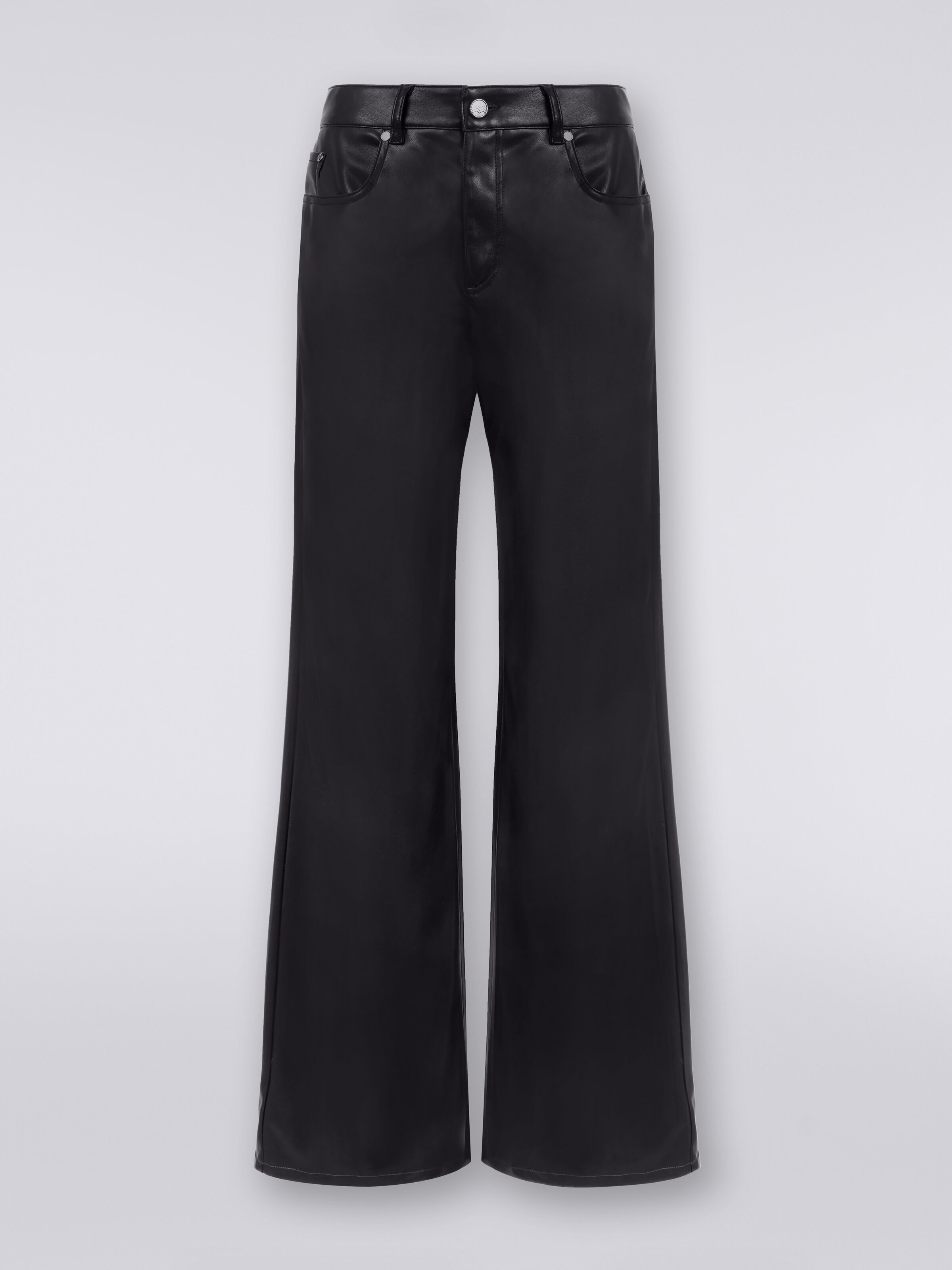 Eco-leather five-pocket trousers, White, Black & Beige - 0