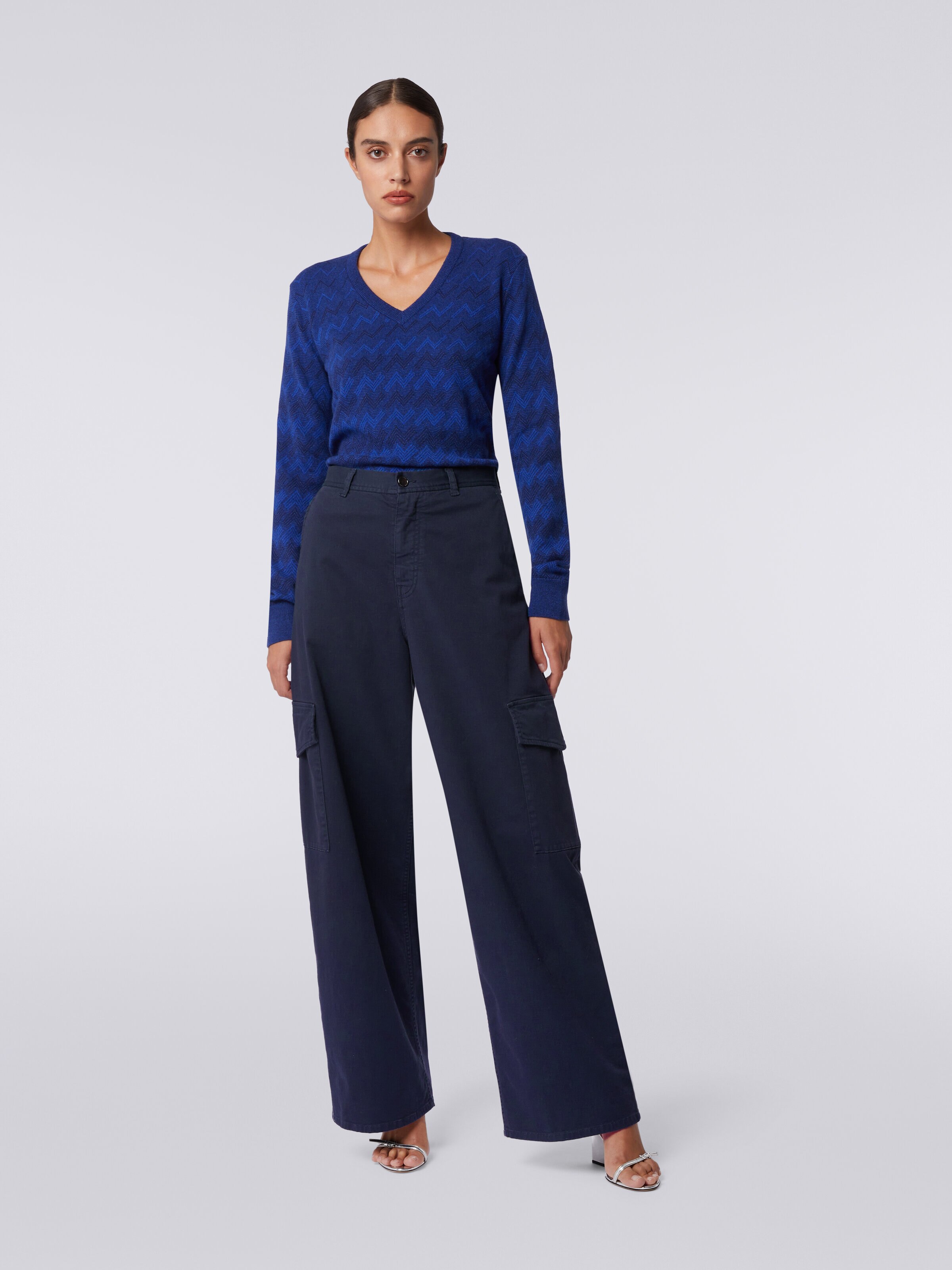 Cotton cargo trousers, Dark Blue - 1