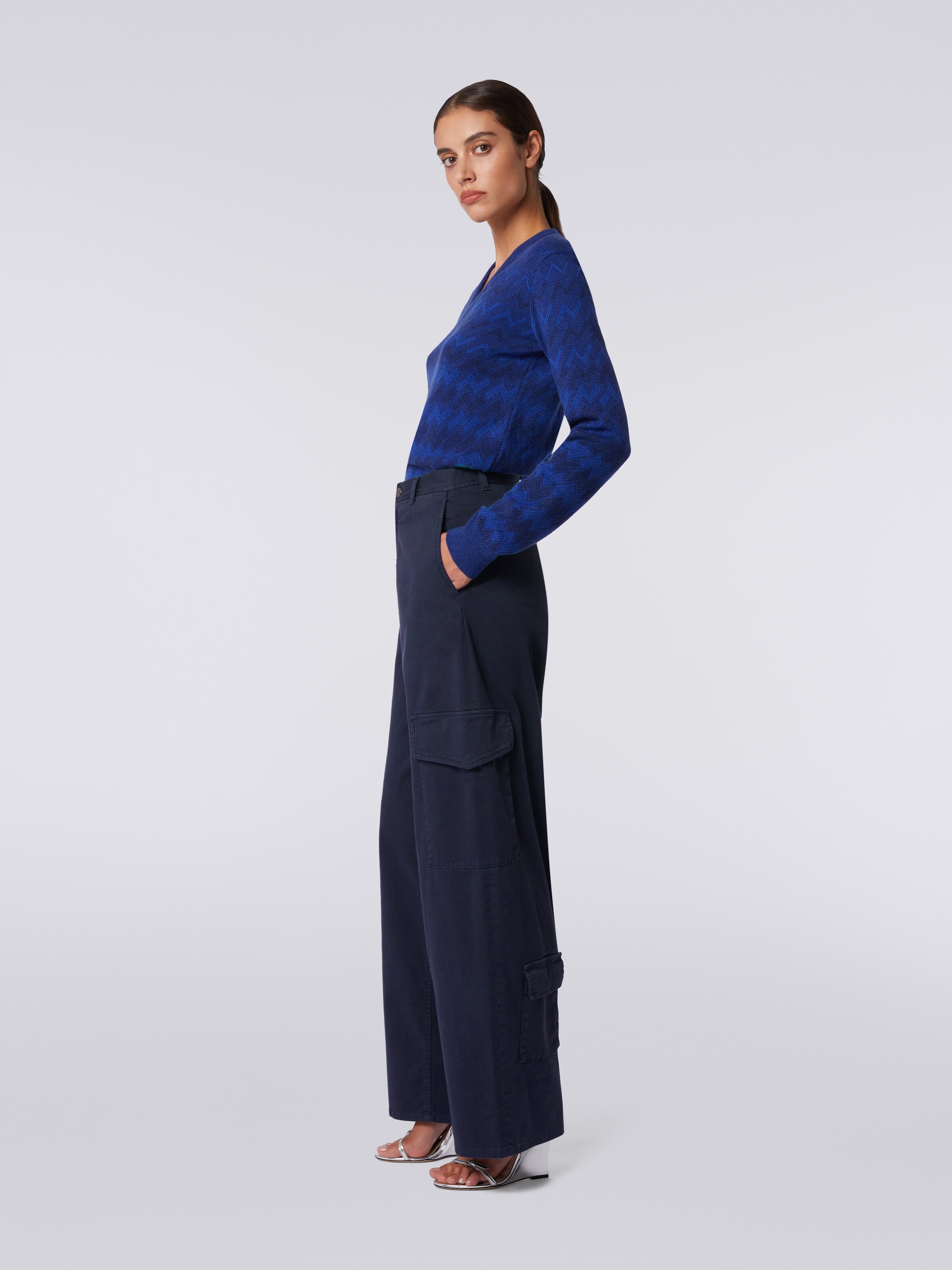 Cotton cargo trousers, Dark Blue - 2