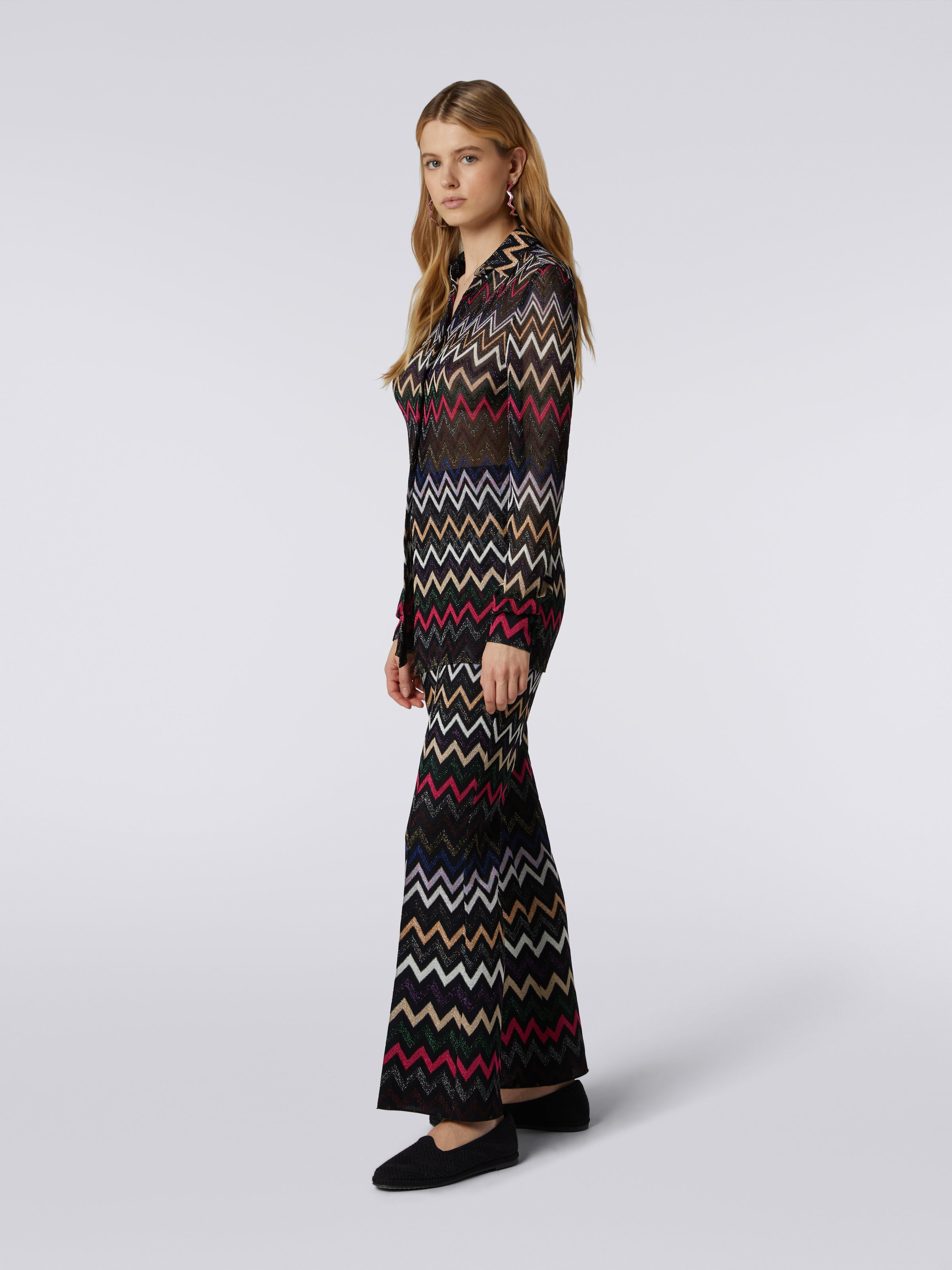 Zigzag viscose shirt with lurex, Multicoloured  - 2