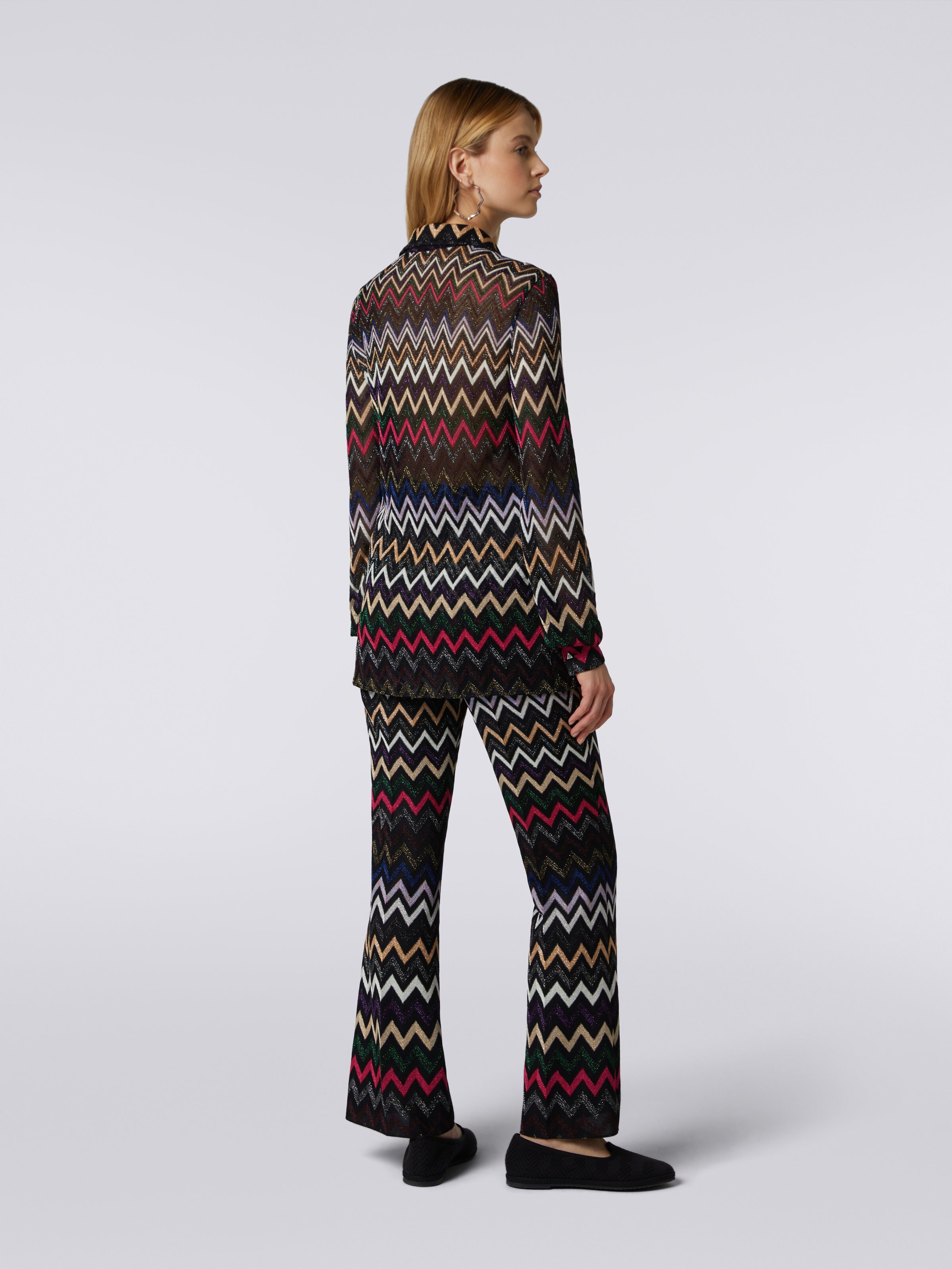 Zigzag viscose shirt with lurex, Multicoloured  - 3