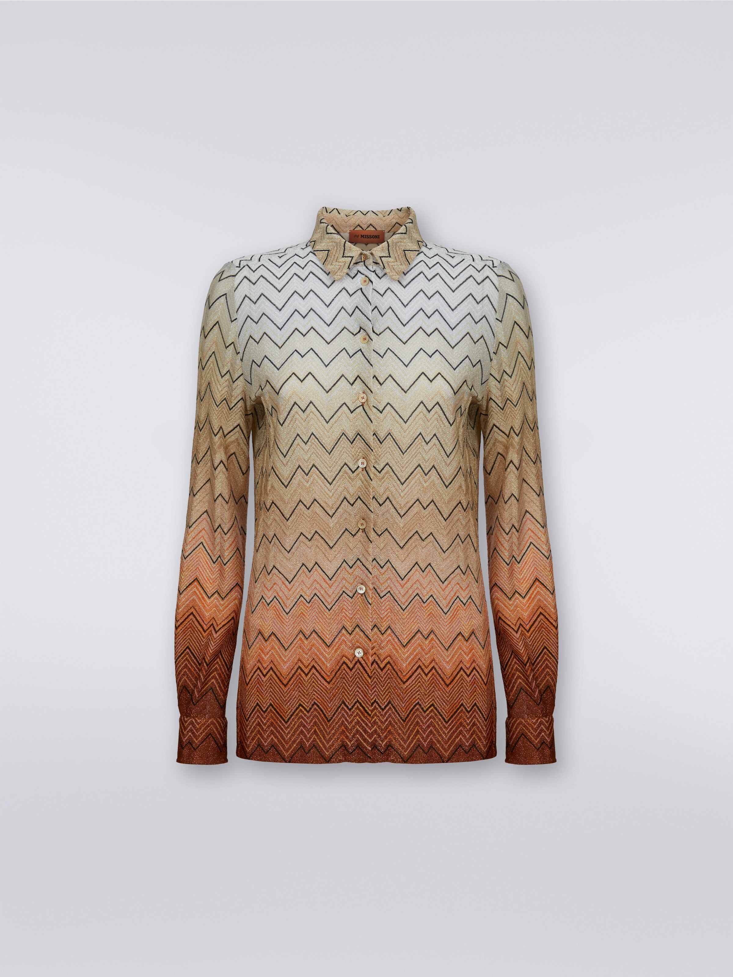 Raschel knit zigzag viscose shirt with lurex , White  - 0