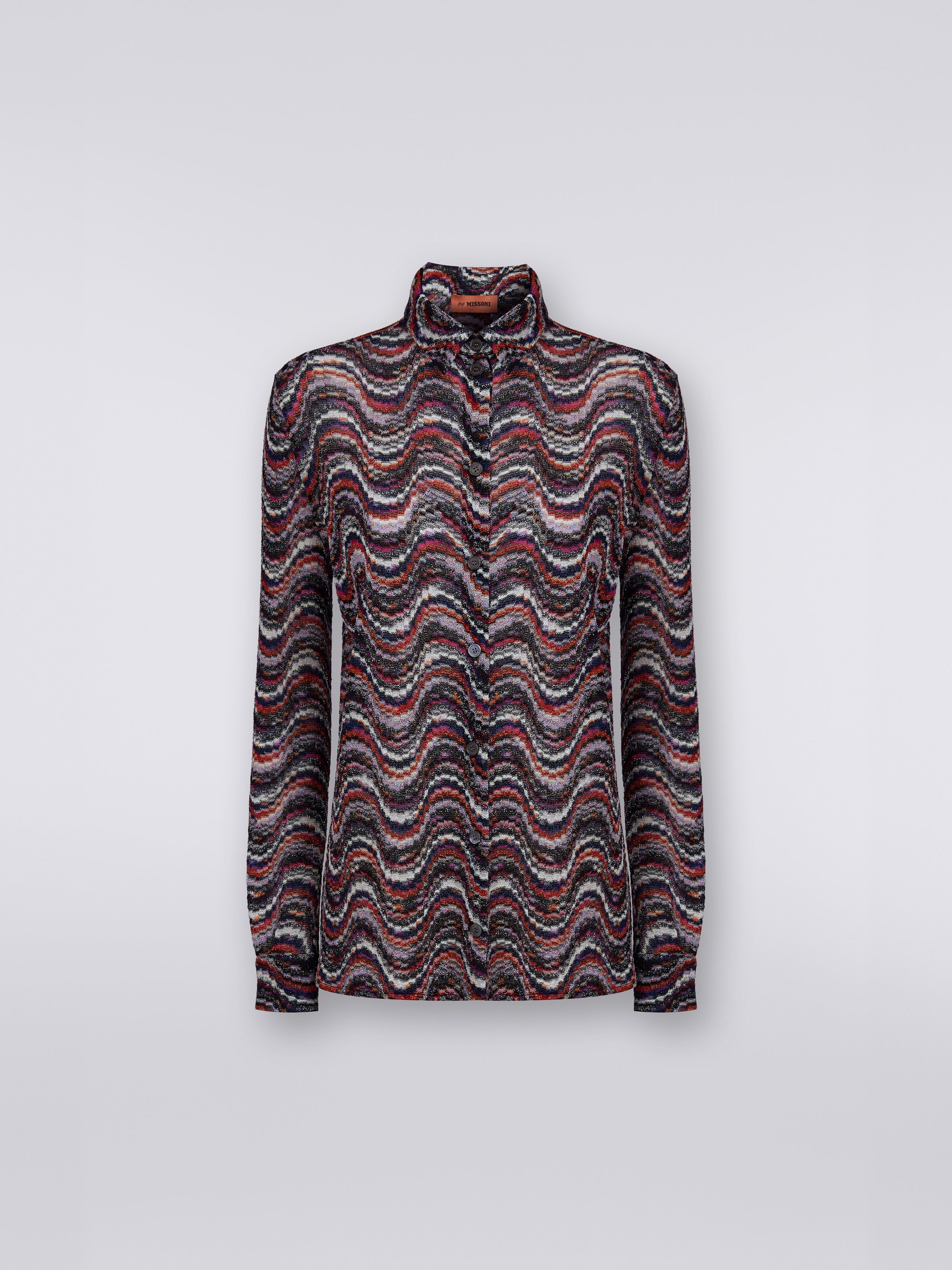 Camicia in viscosa con lurex a onde, Multicolore  - 0