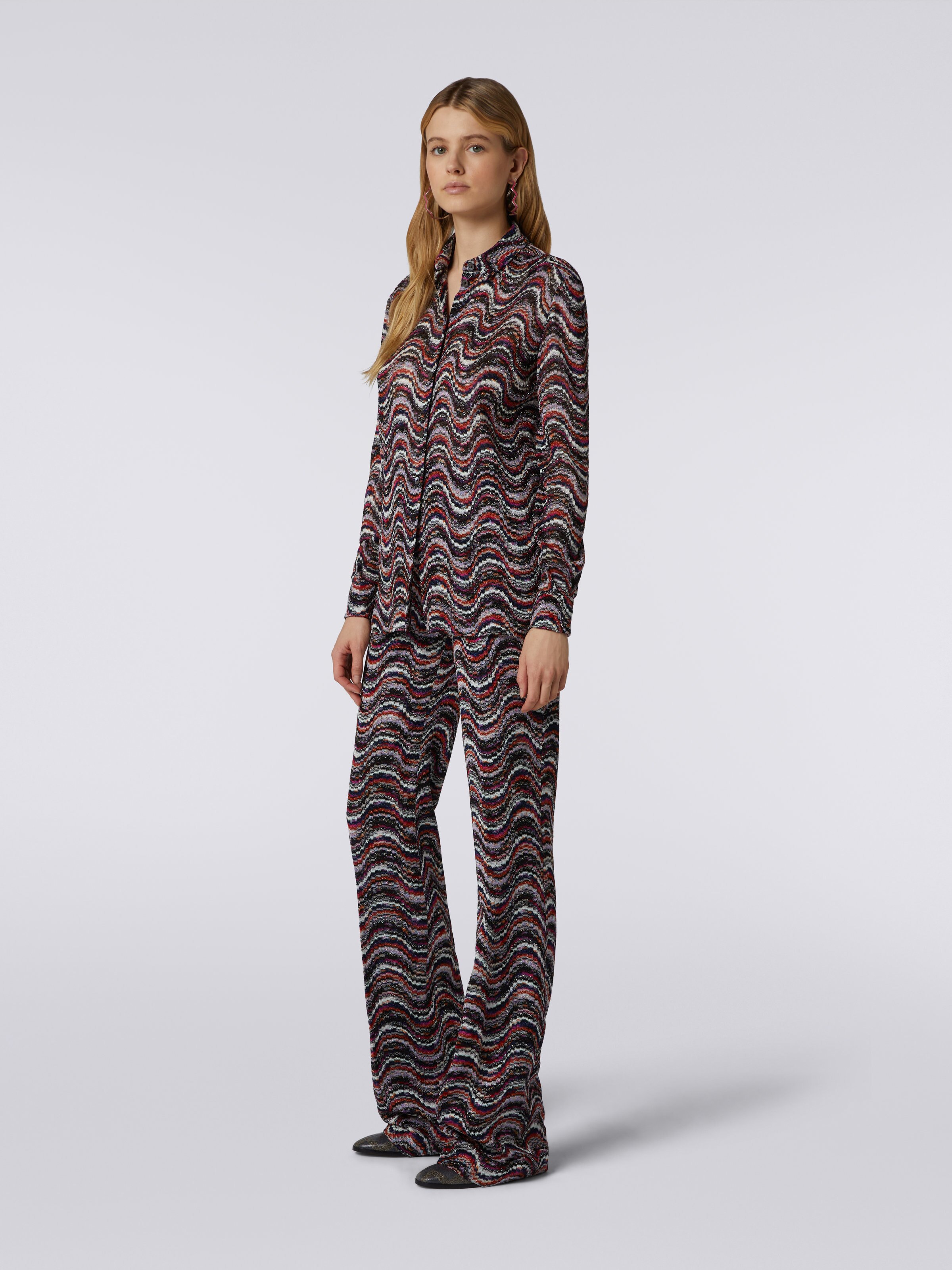 Camicia in viscosa con lurex a onde, Multicolore  - 2