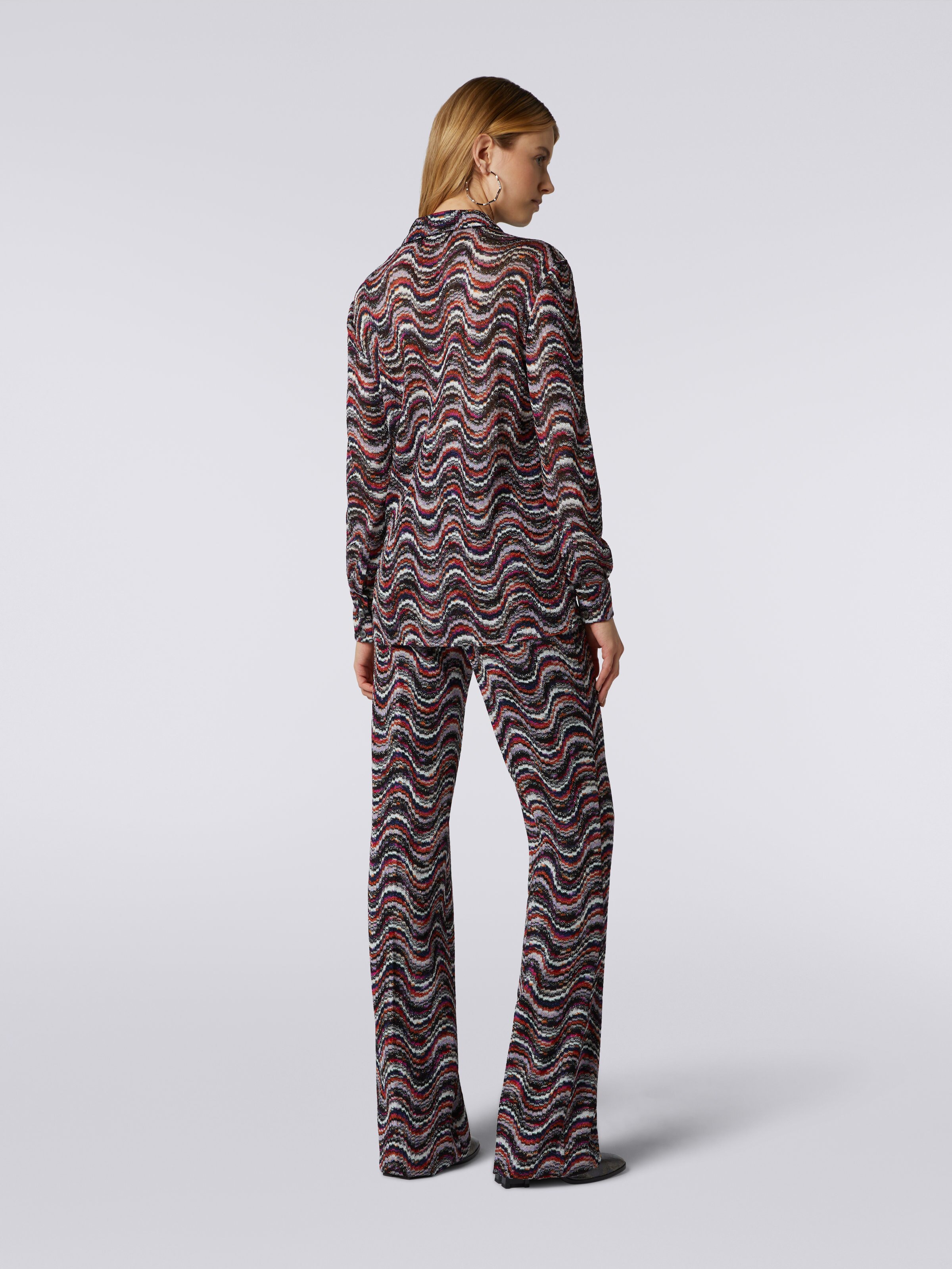 Camicia in viscosa con lurex a onde, Multicolore  - 3
