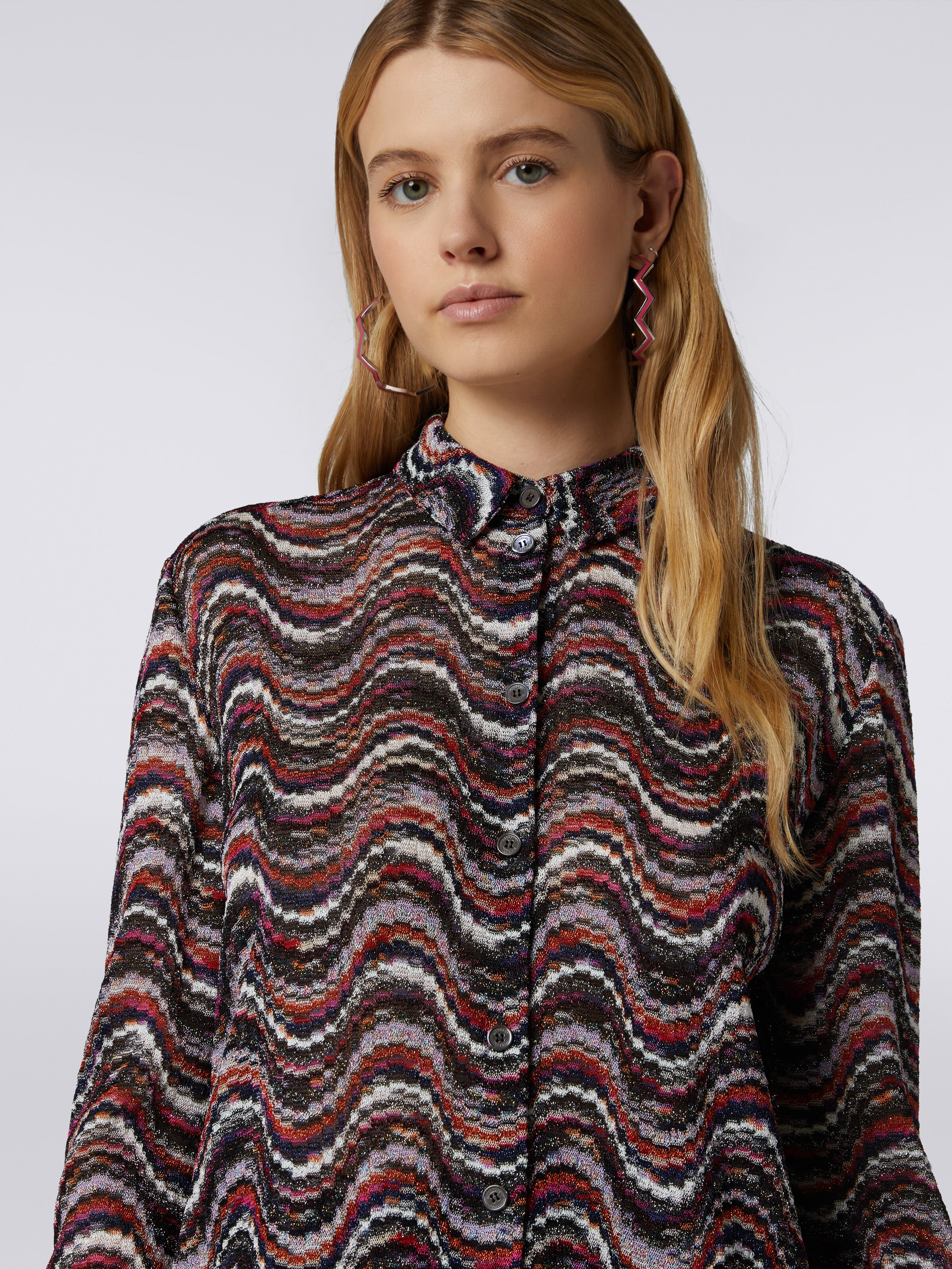Camicia in viscosa con lurex a onde, Multicolore  - 4