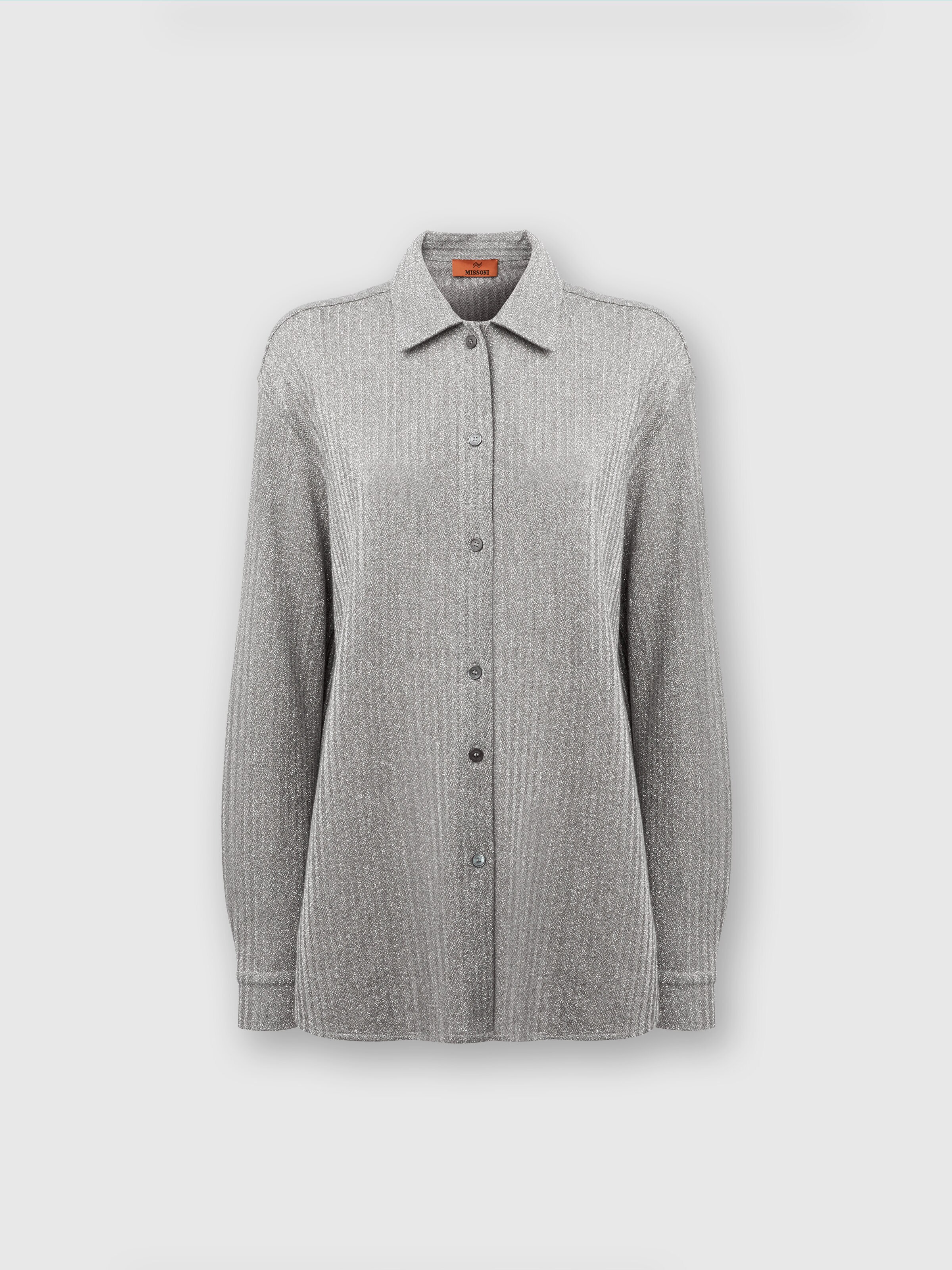 Cotton and viscose lamé oversized shirt, Grey - 0