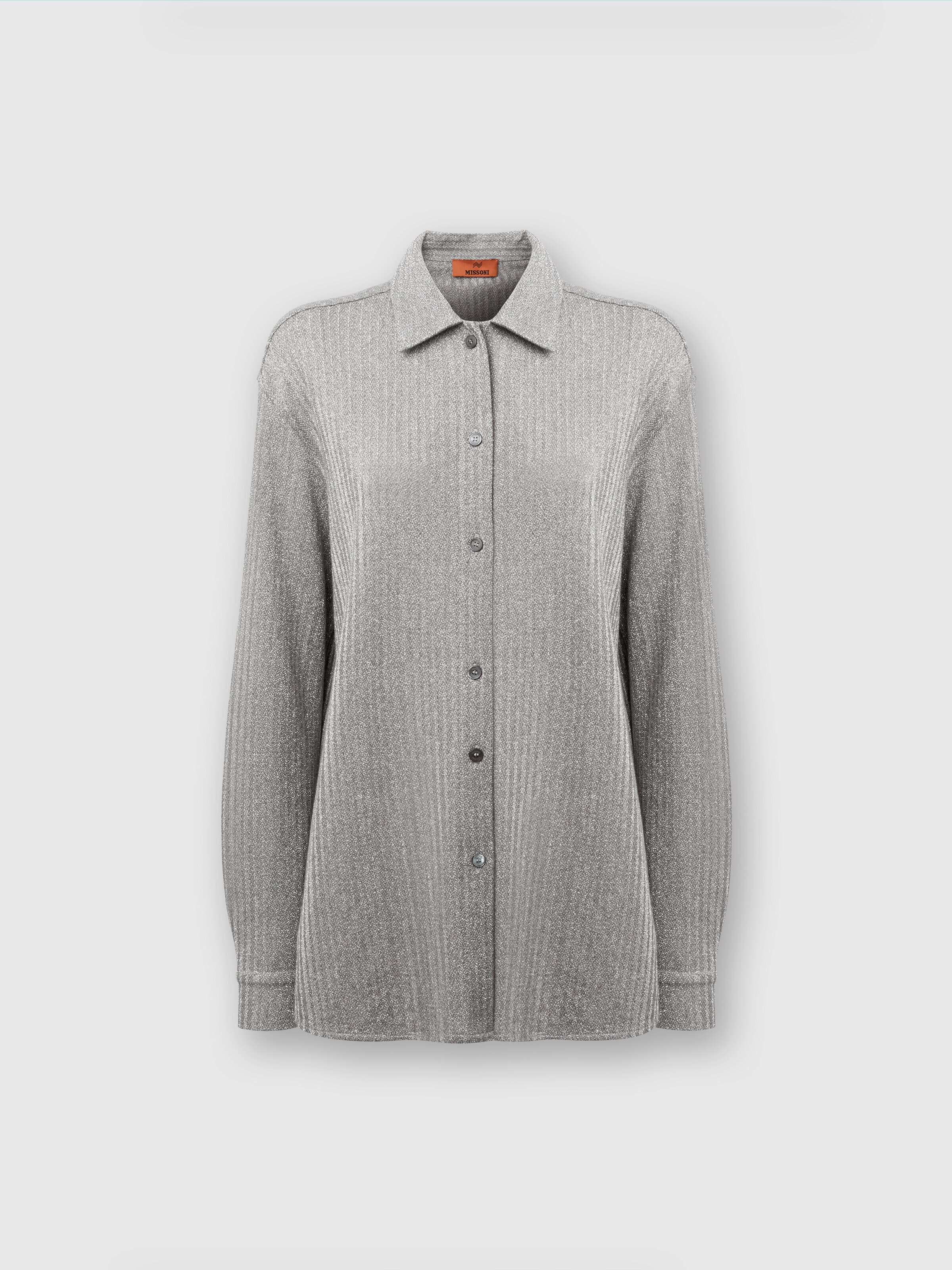 Camisa extragrande de algodón y viscosa lamé , Gris - 0