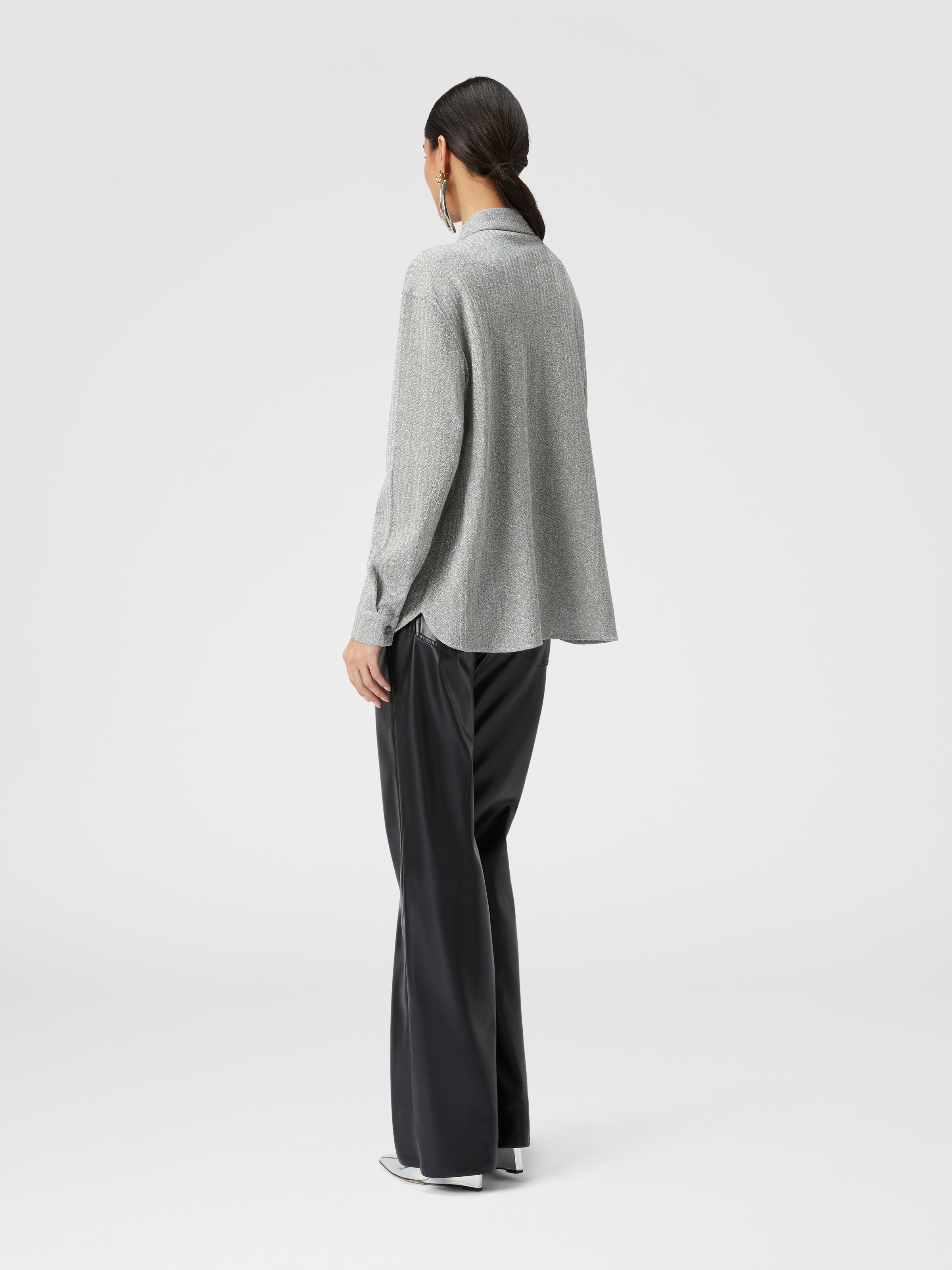 Cotton and viscose lamé oversized shirt, Grey - 2