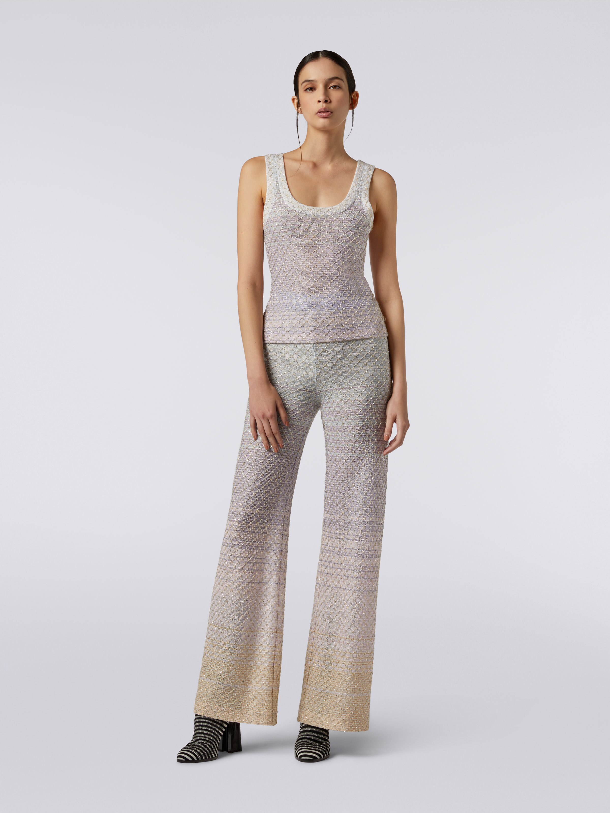 Camiseta de tirantes en mezcla de viscosa con lentejuelas, Multicolor  - 1