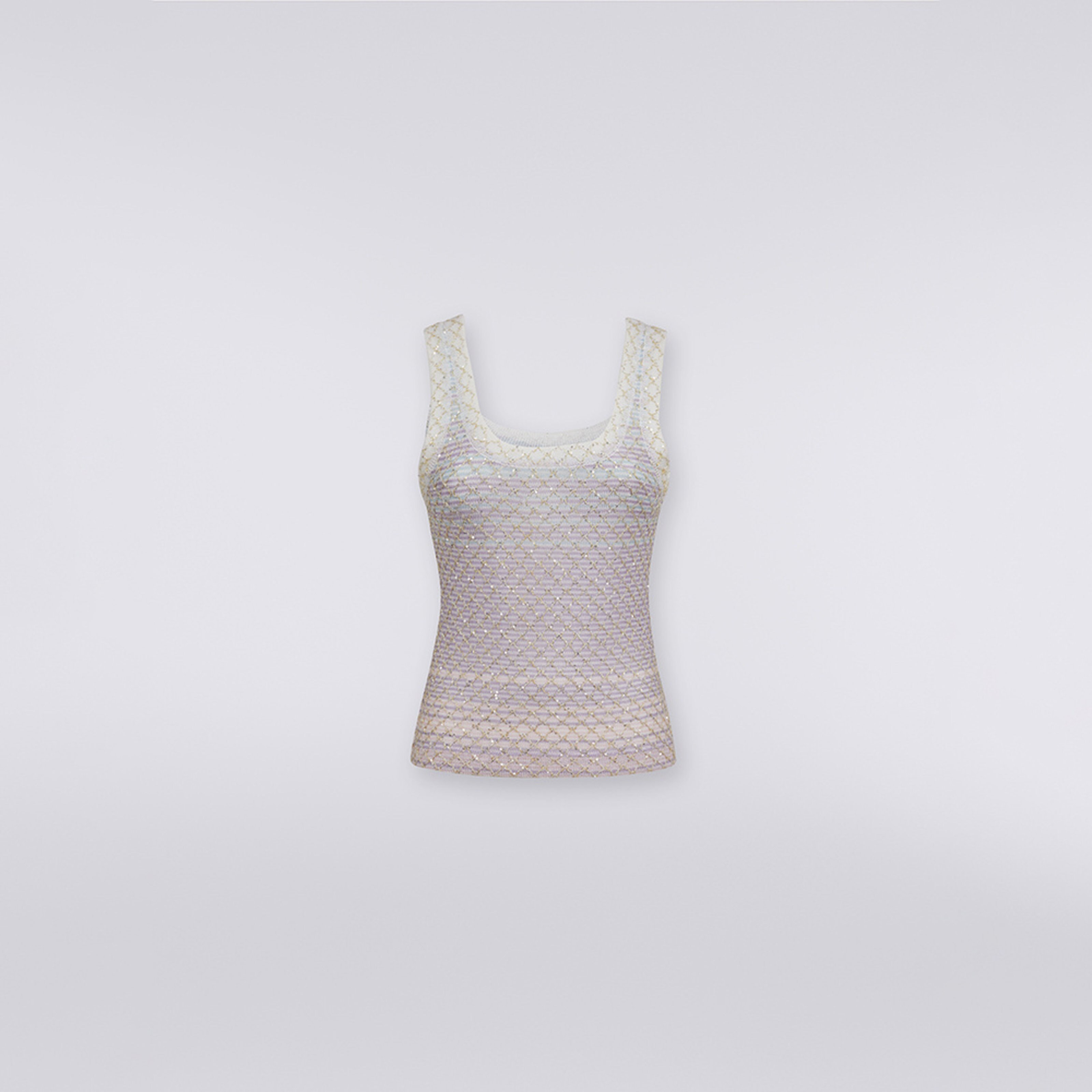 Camiseta de tirantes en mezcla de viscosa con lentejuelas, Multicolor  - 5