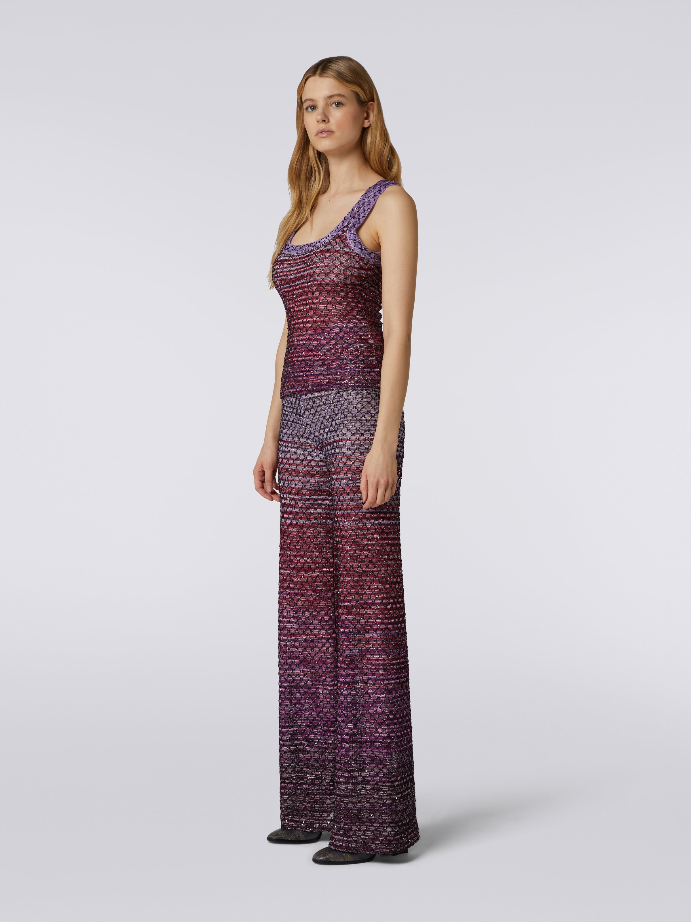 Viscose blend tank top with sequins, Red  - 2