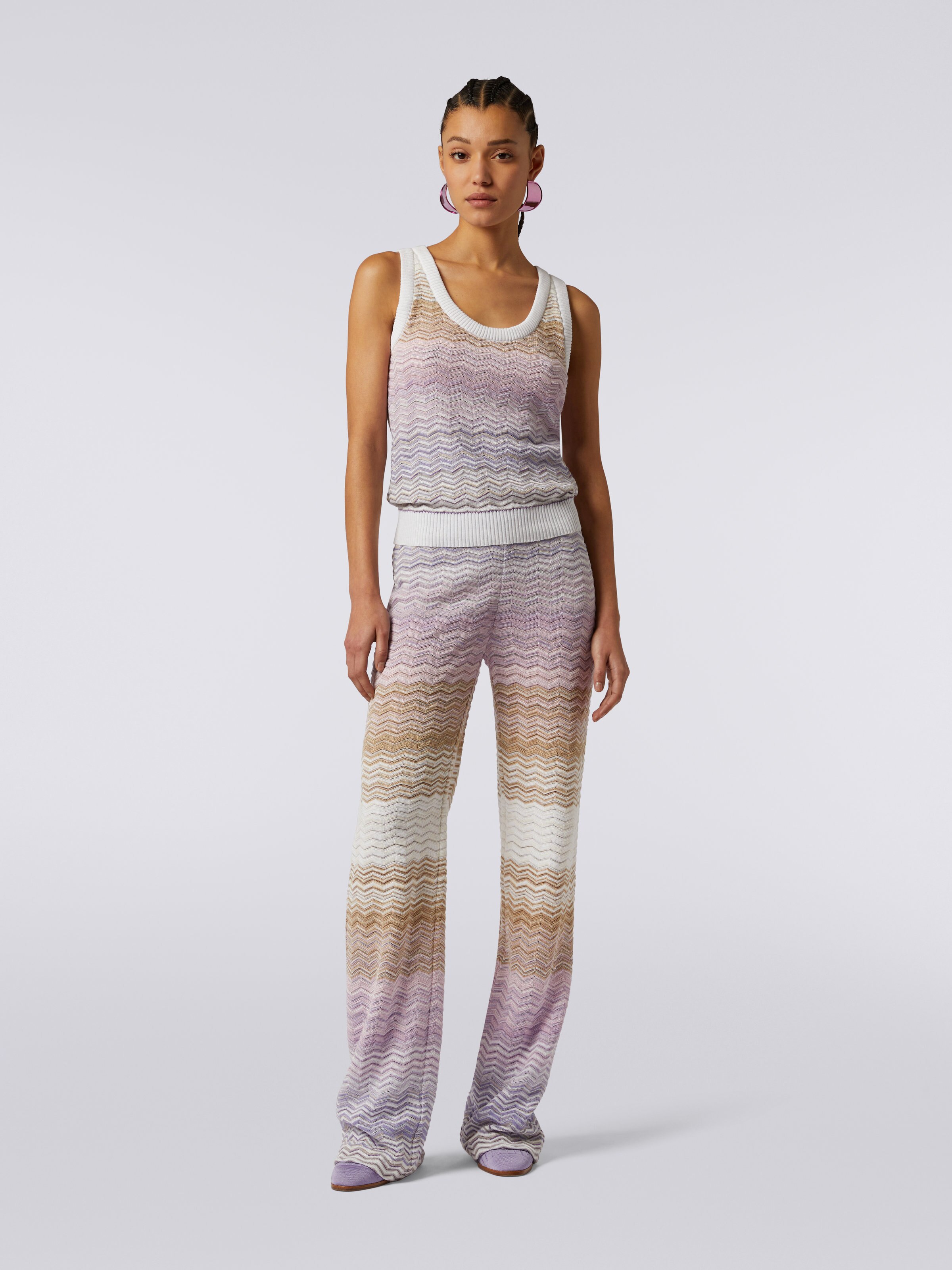 Cotton and viscose chevron tank top, Multicoloured  - 1