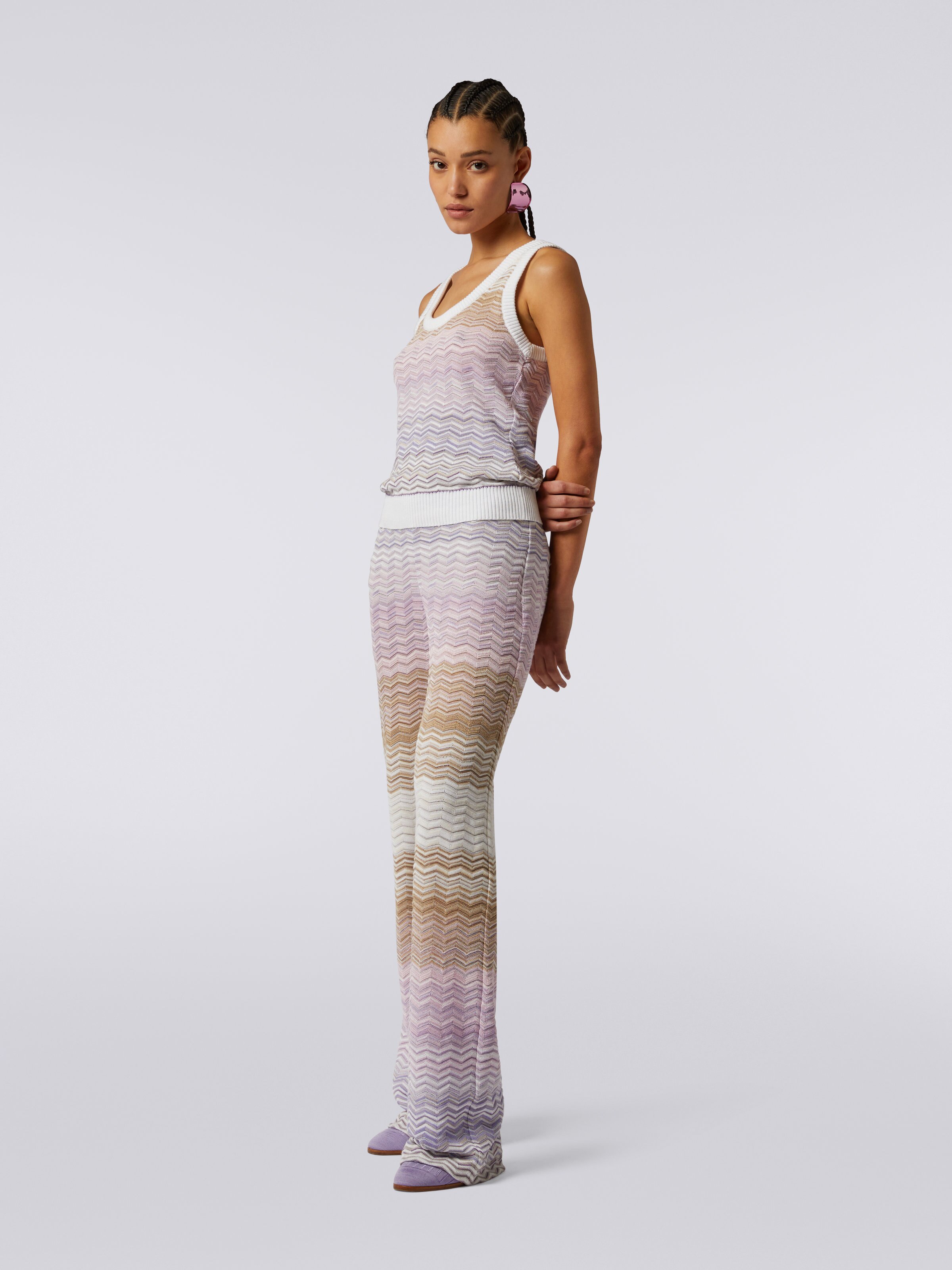 Cotton and viscose chevron tank top, Multicoloured  - 2