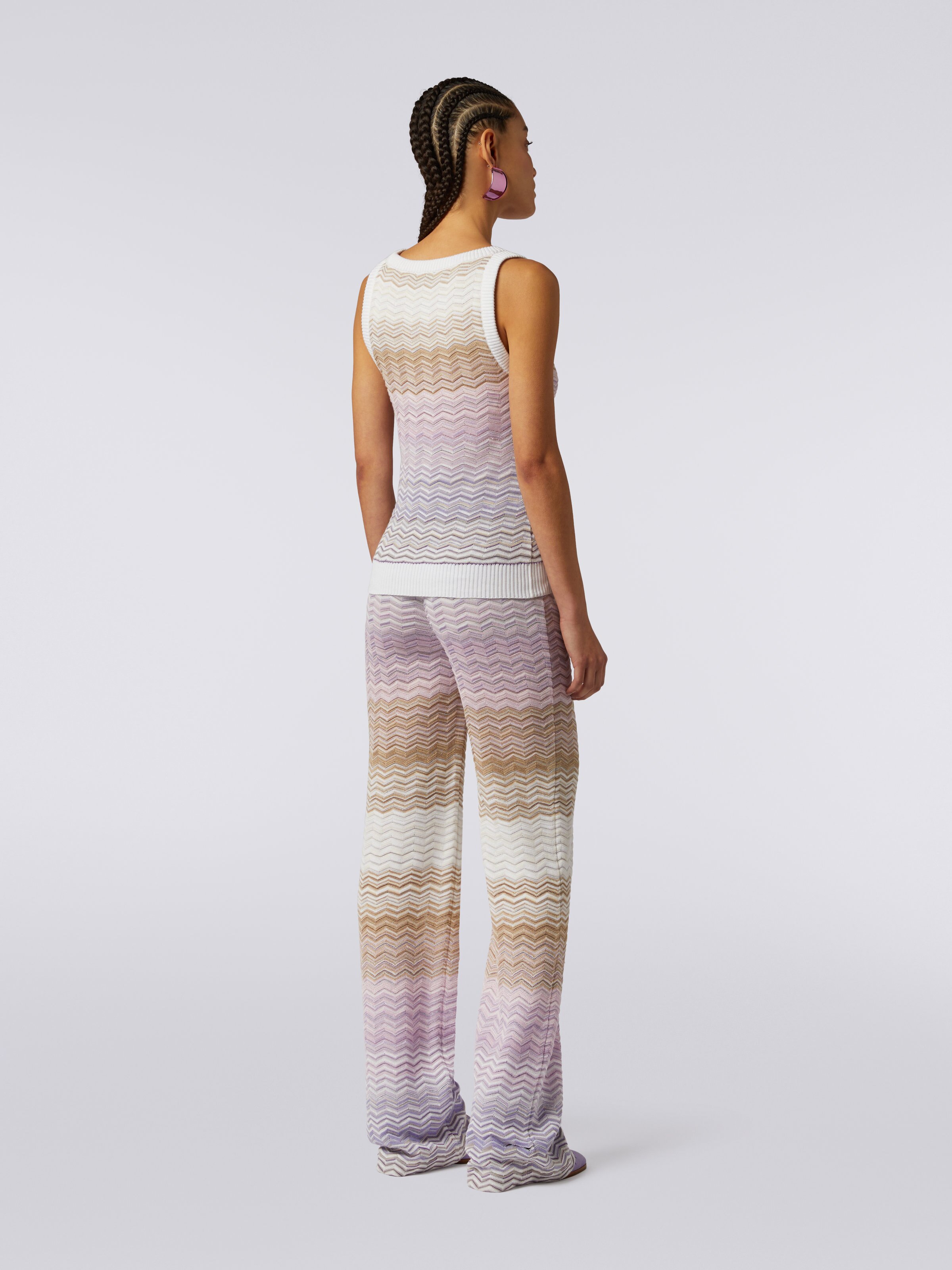 Cotton and viscose chevron tank top, Multicoloured  - 3