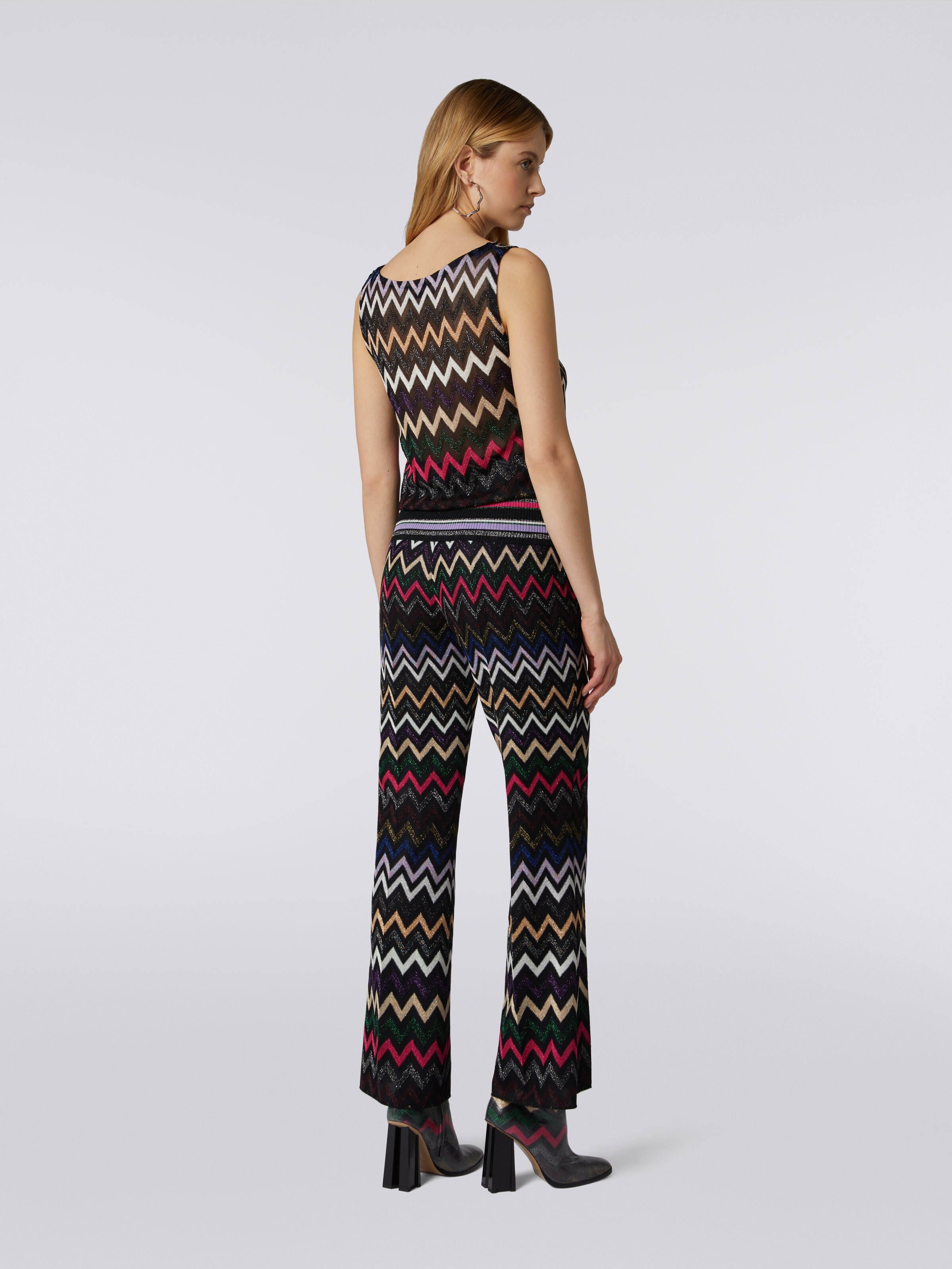Viscose chevron tank top with lurex, Multicoloured  - 3