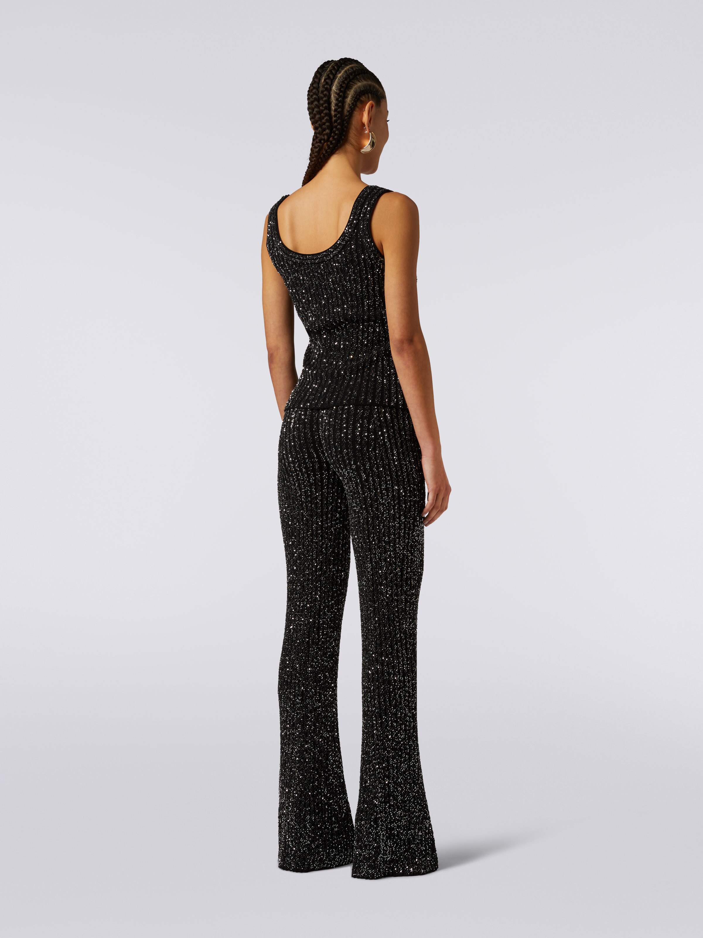 Viscose blend tank top with sequins, Black    - 3