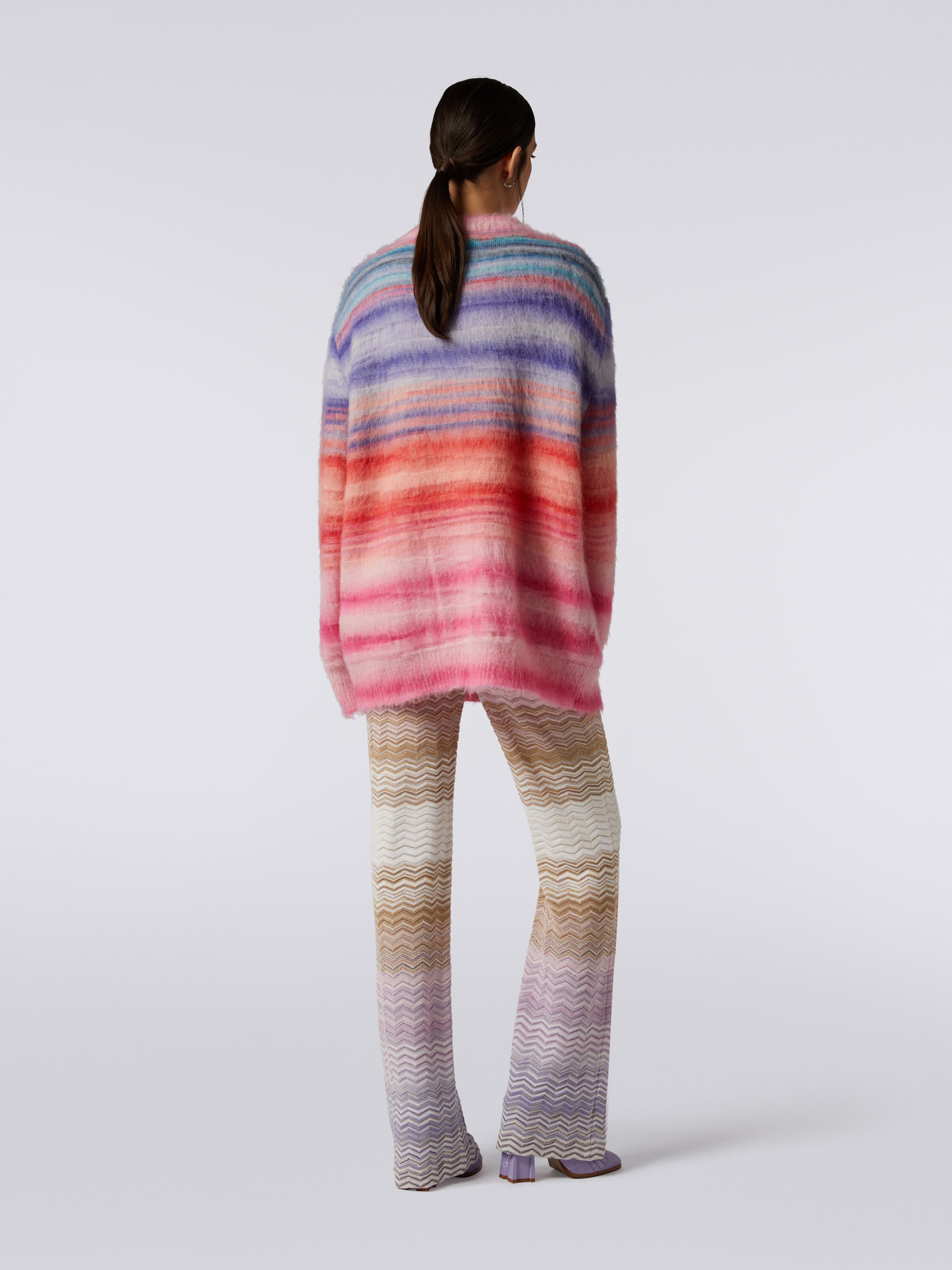 Oversized slub wool blend cardigan, Pink   - 3