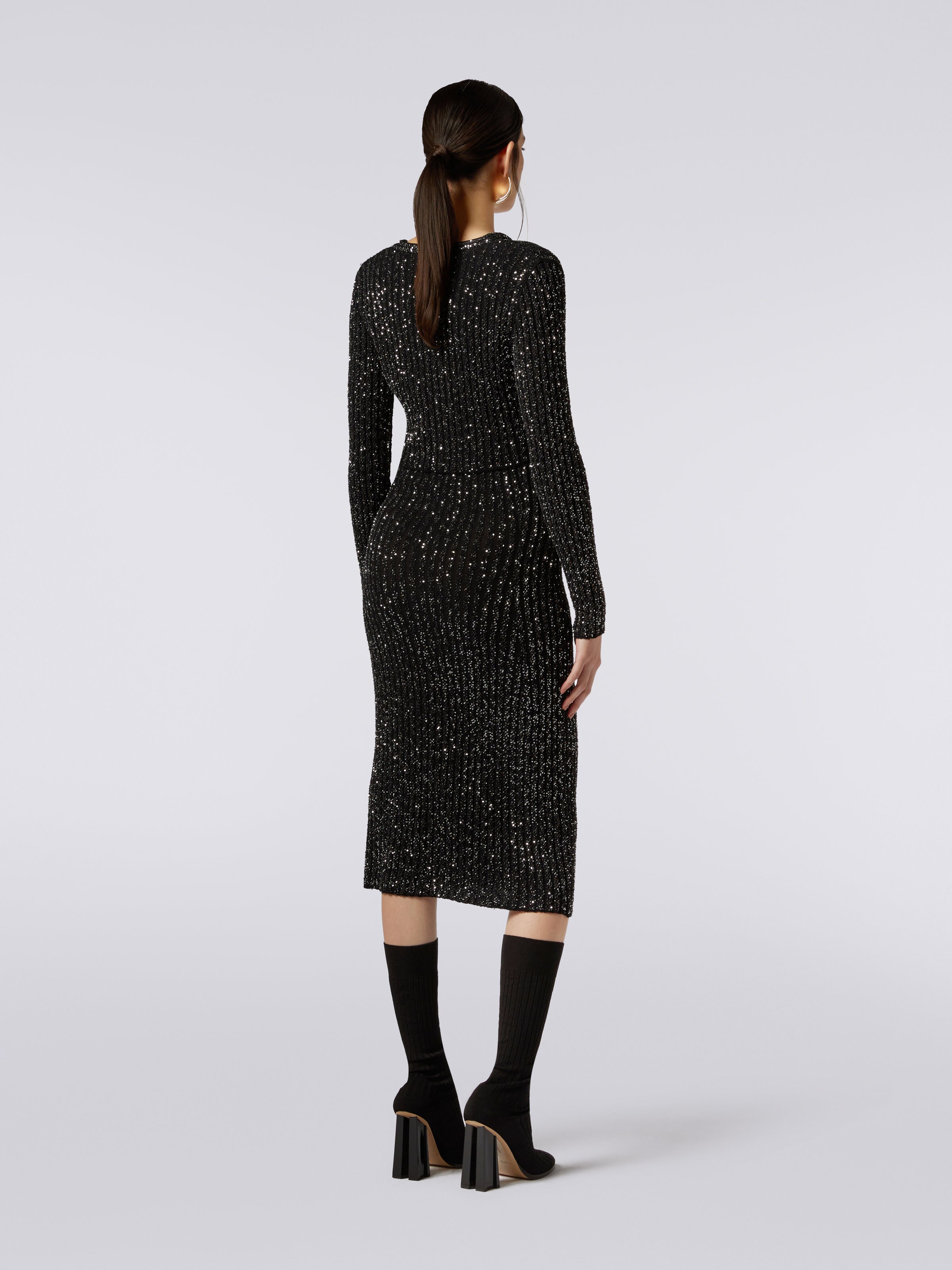 Viscose blend cardigan with sequins, Black    - 3