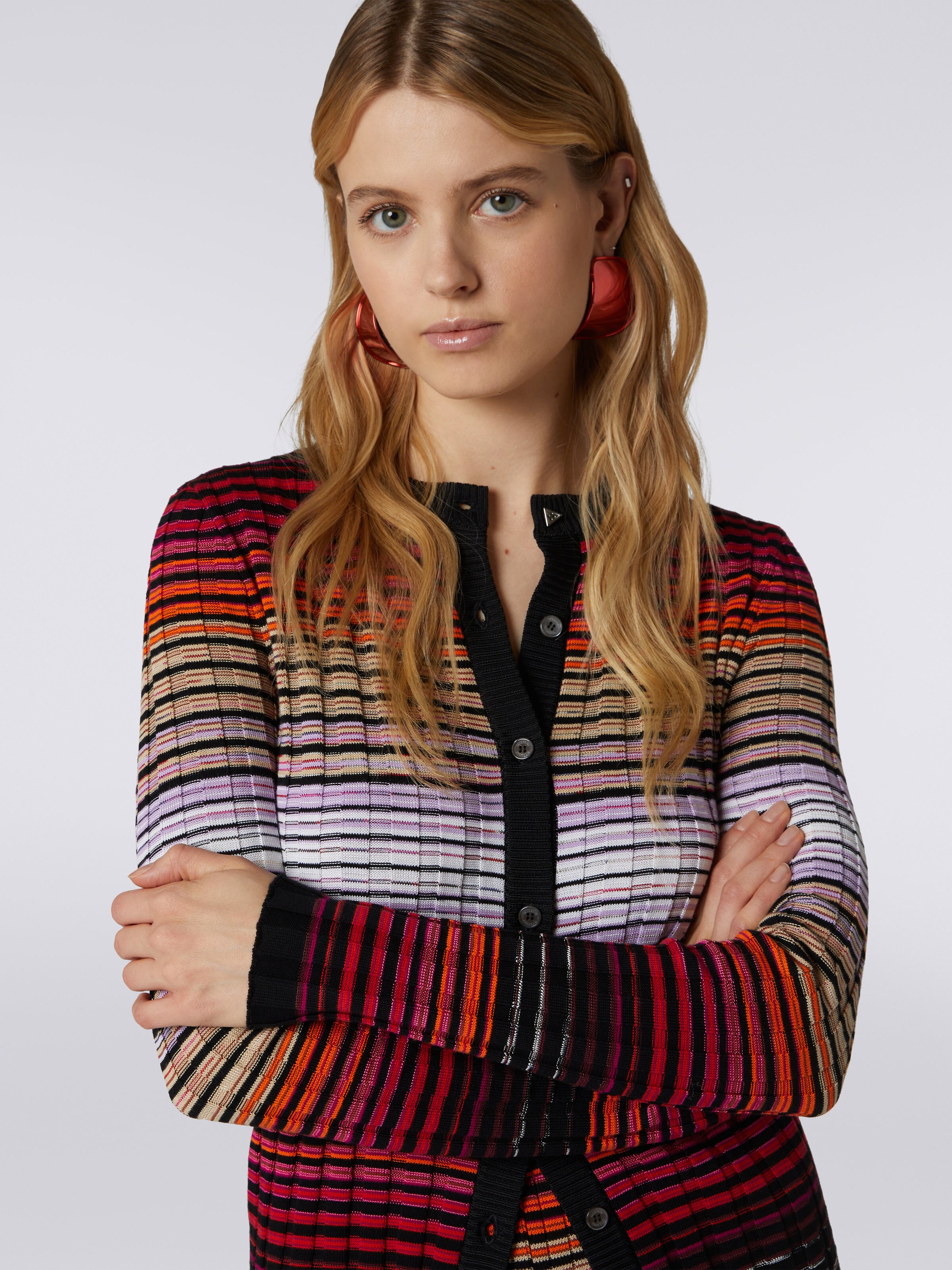 Ribbed cotton and viscose cardigan , Multicoloured  - 4