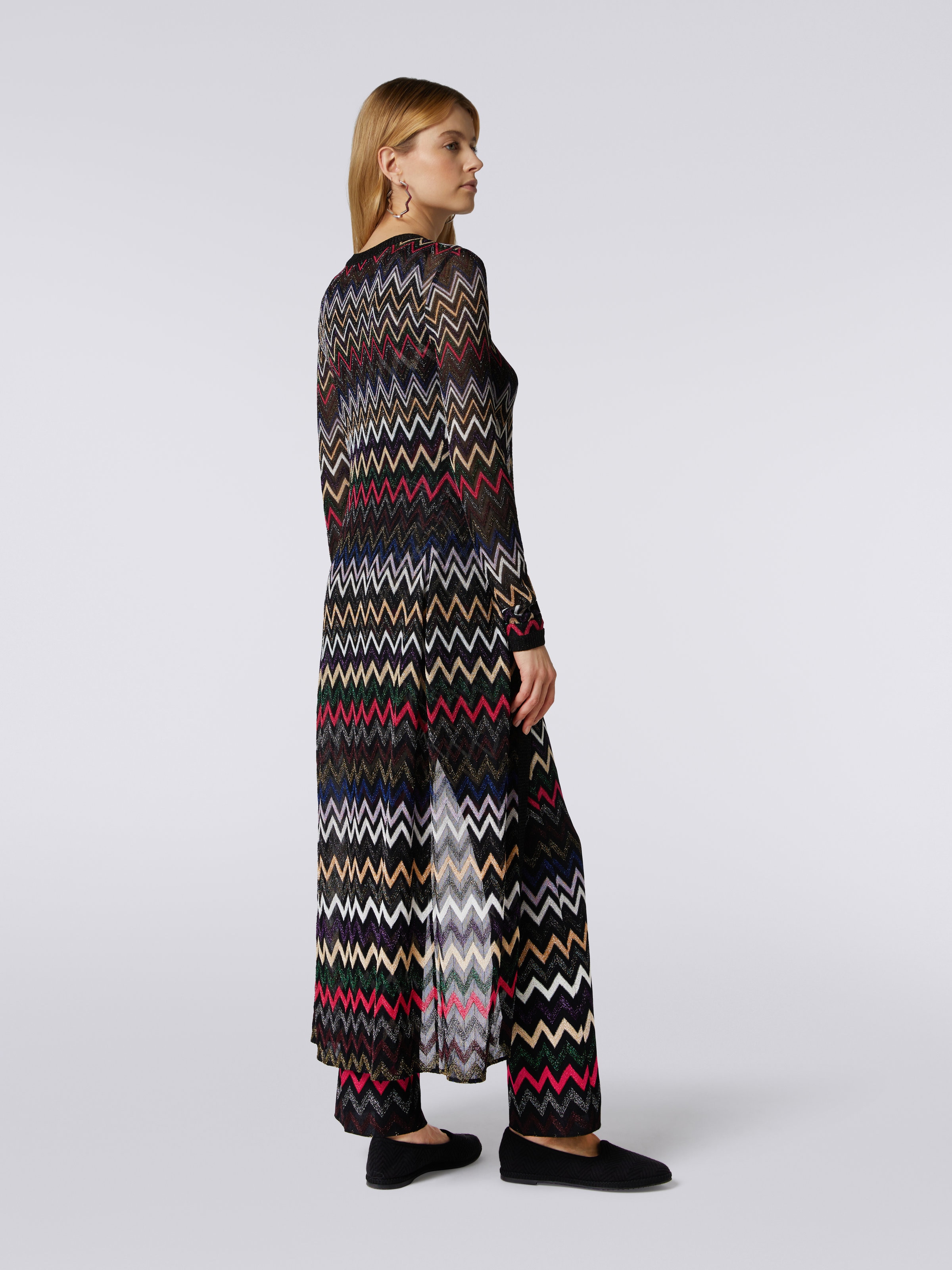 Cardigan long en maille de viscose à chevrons avec lurex, Multicolore  - 3