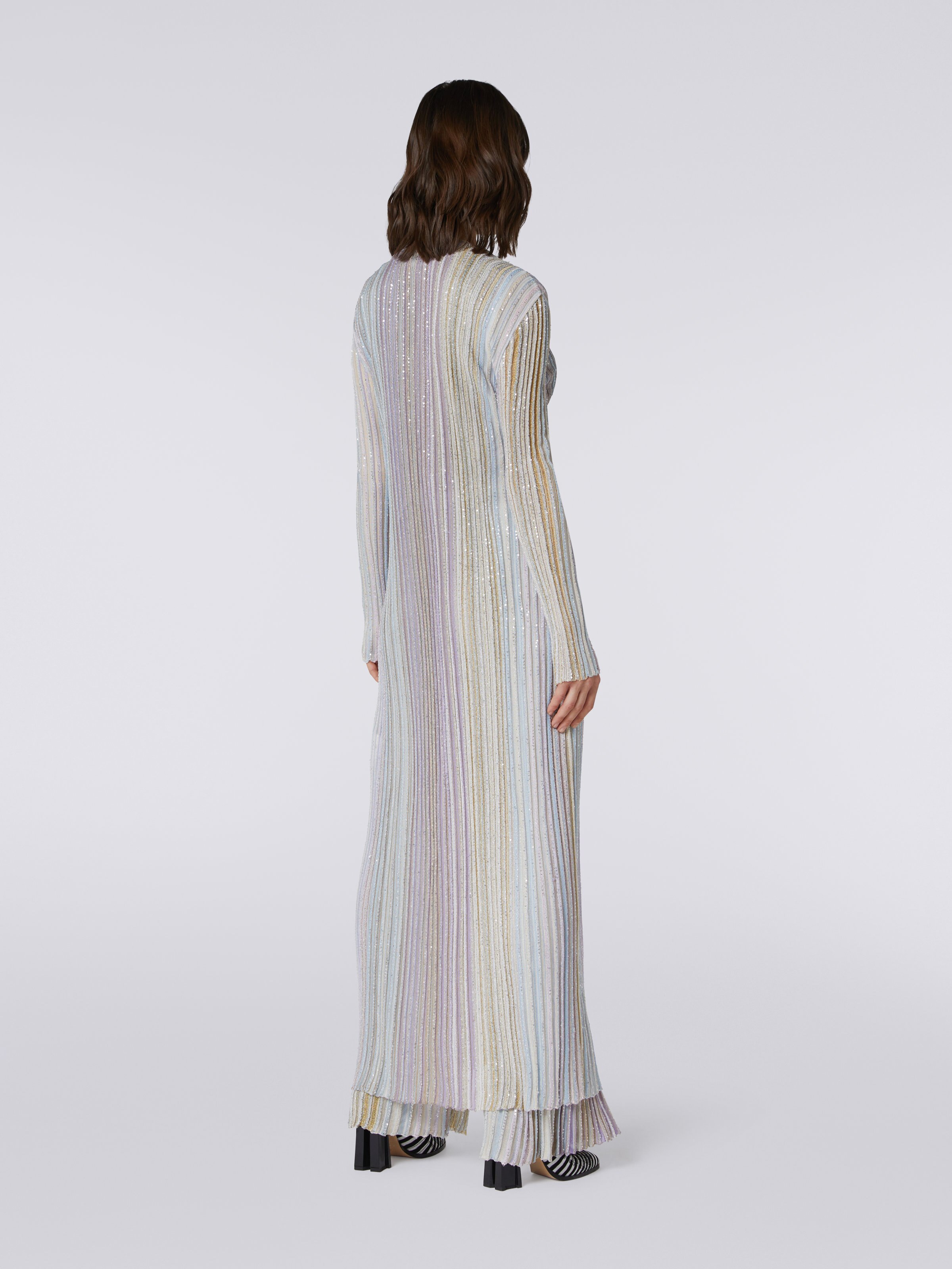 Vertical striped viscose cardigan with sequins , Multicoloured  - 3