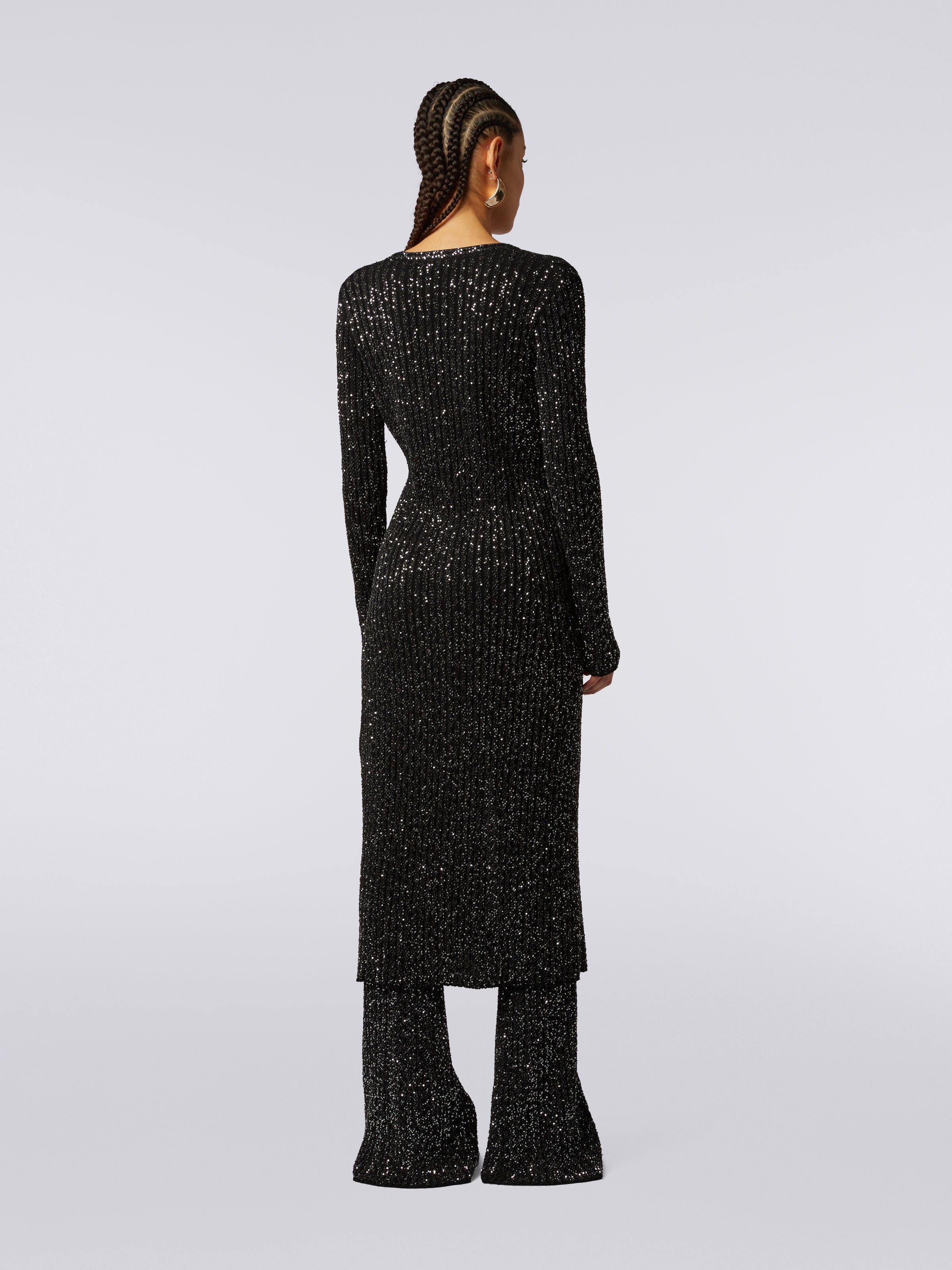 Viscose blend cardigan with sequins, Black    - 3
