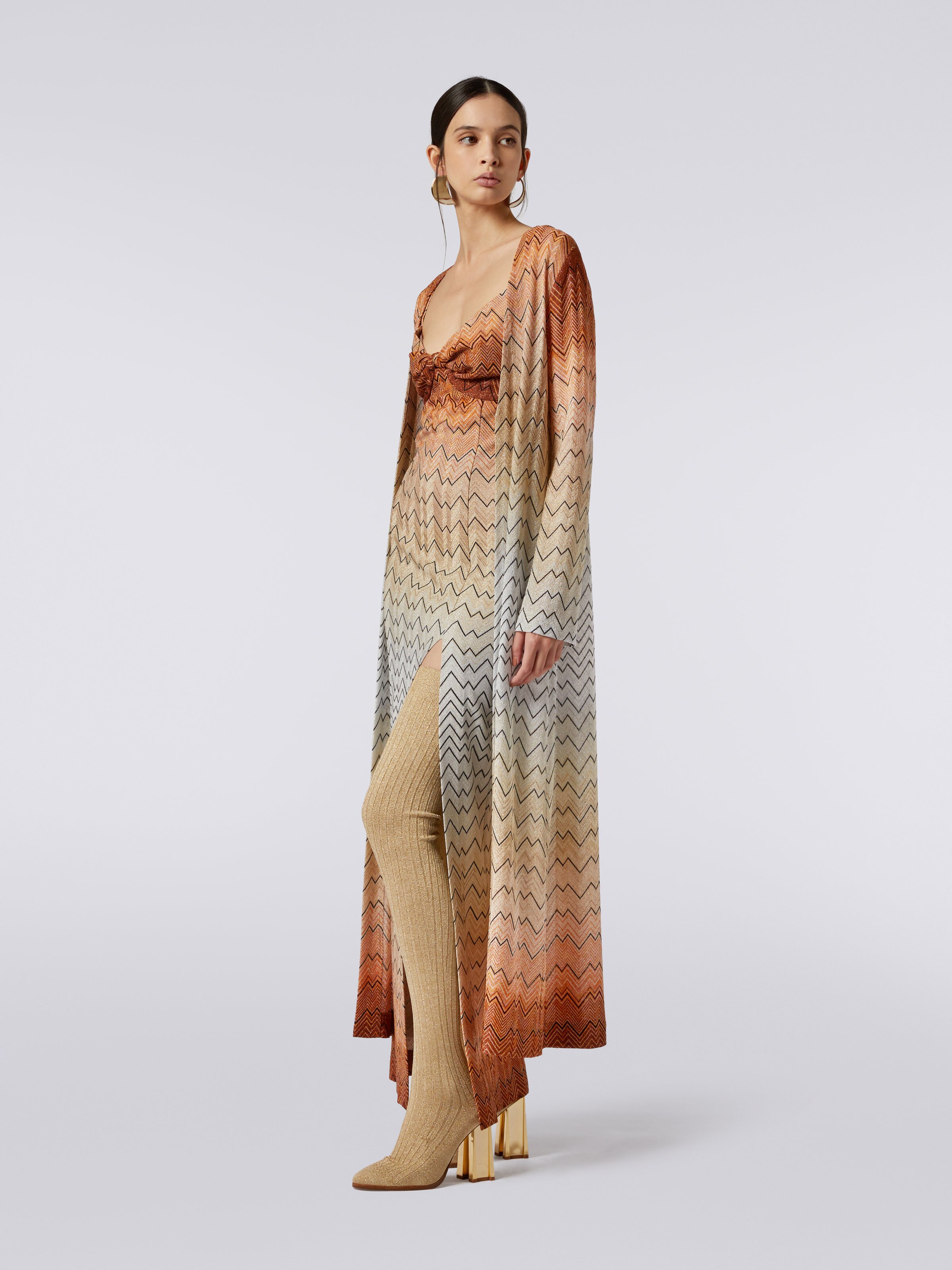Zigzag viscose cardigan with lurex, White  - 2