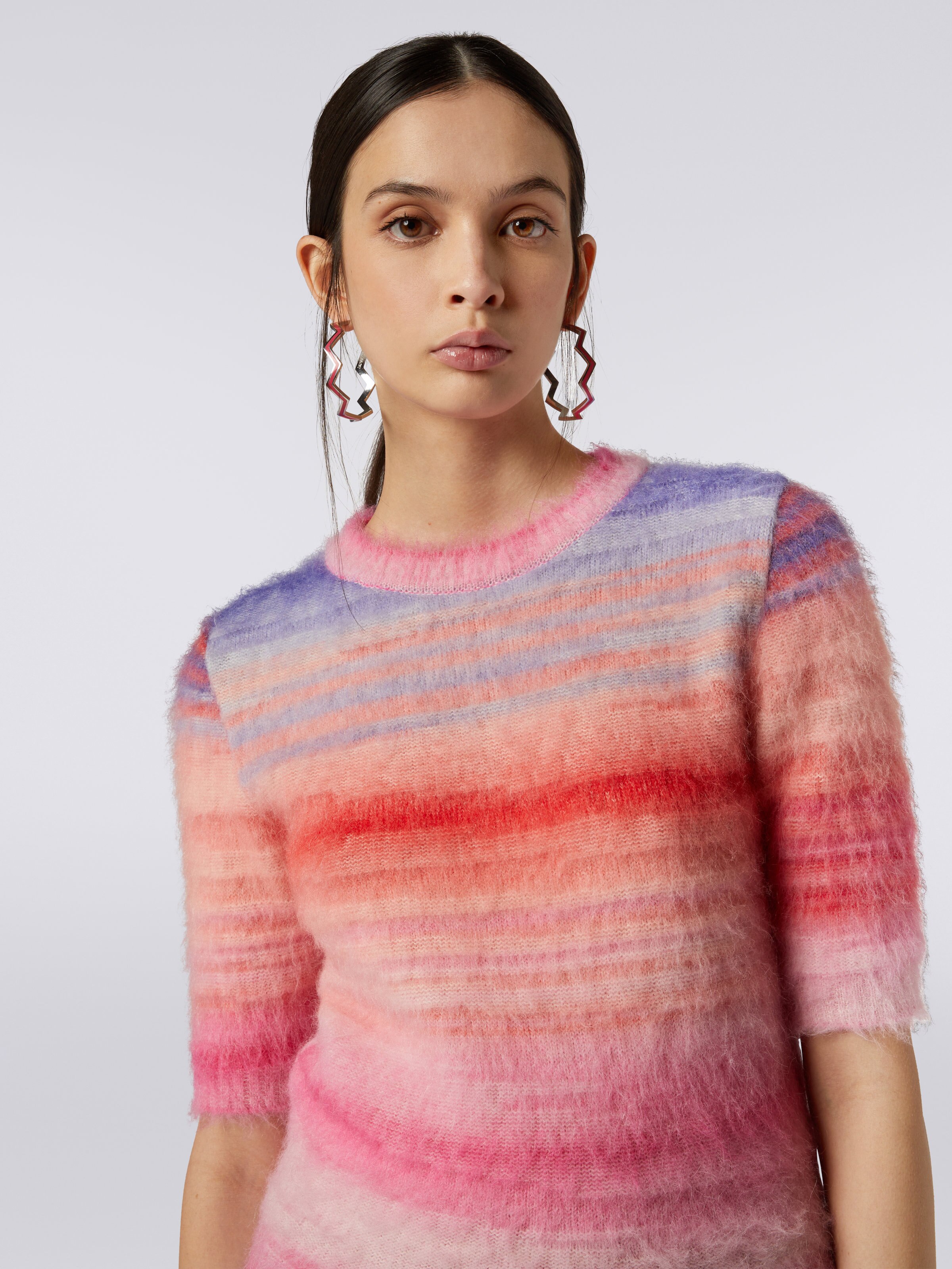 Maglione in mohair fiammato, Rosa   - 4