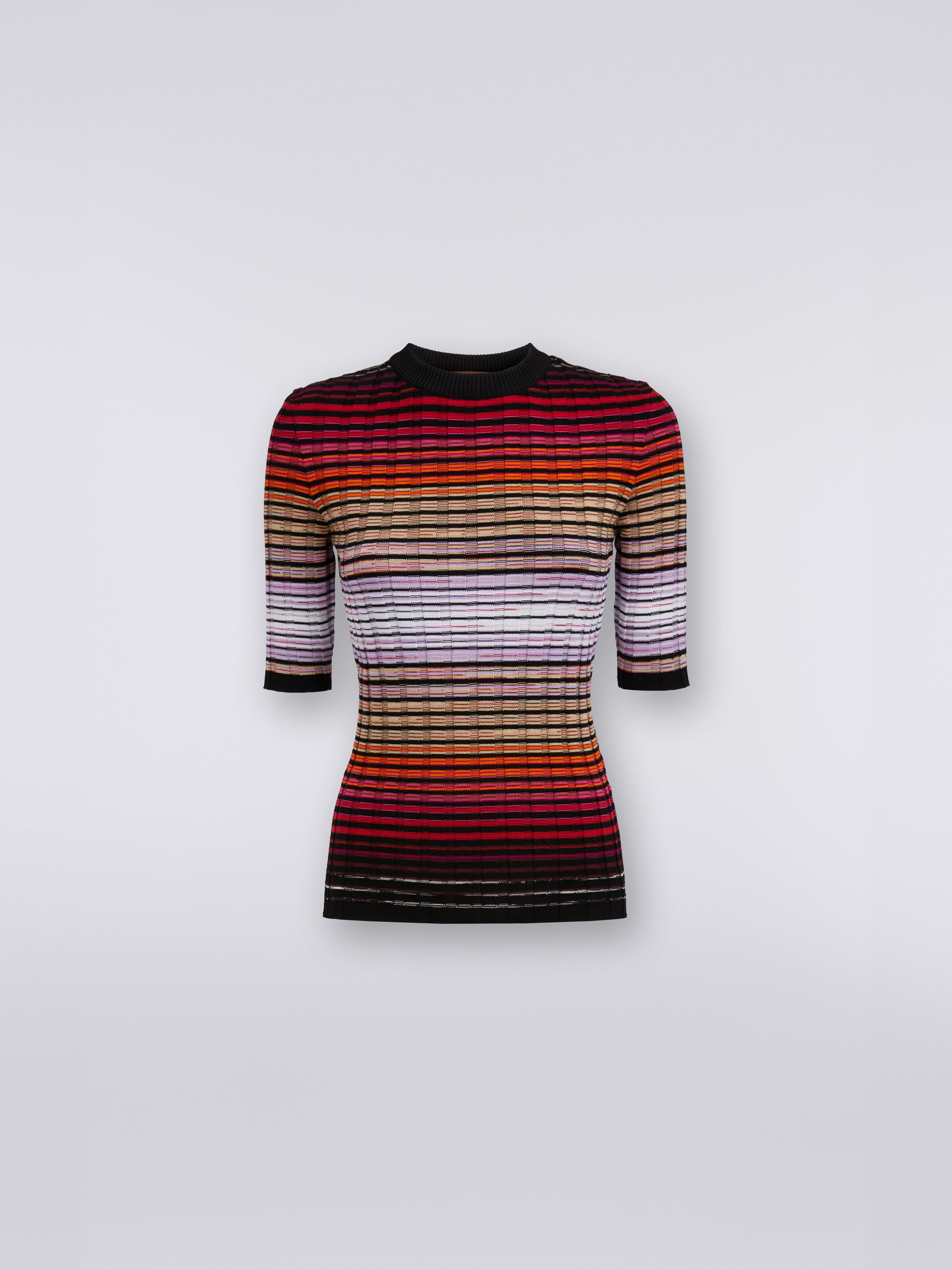 Gerippter Pullover aus Baumwolle und Viskose, Mehrfarbig  - 0