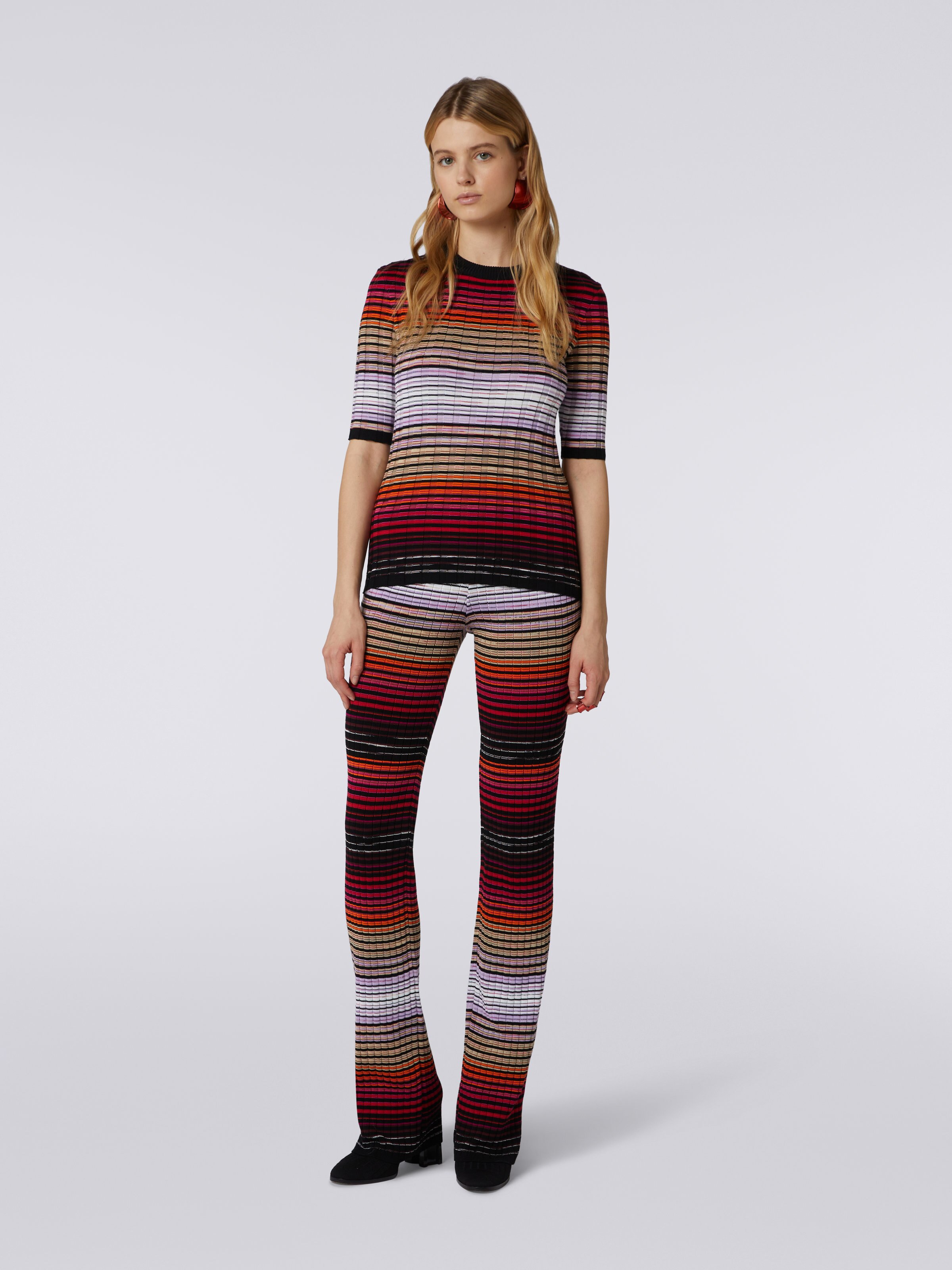 Gerippter Pullover aus Baumwolle und Viskose, Mehrfarbig  - 1