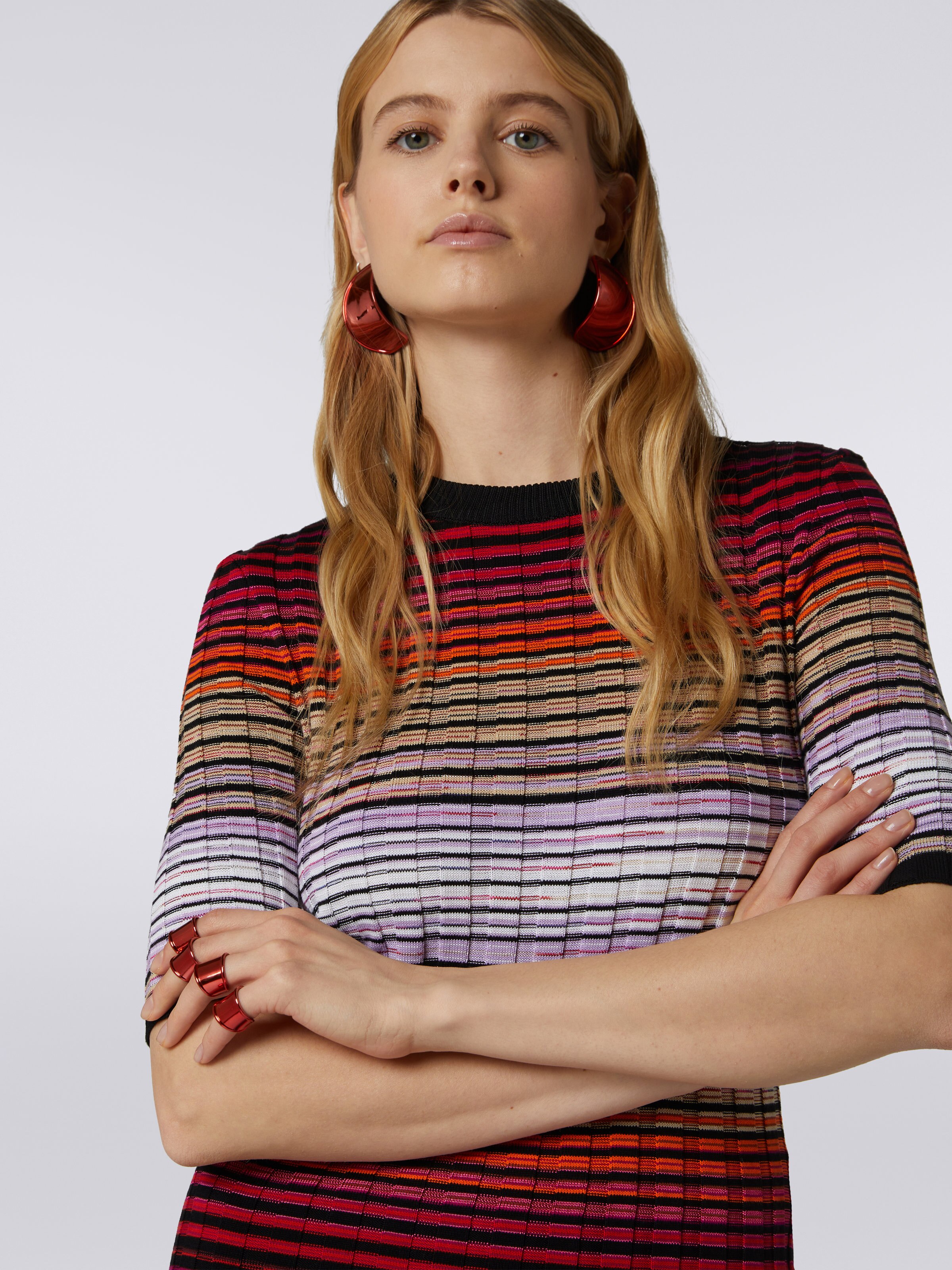 Gerippter Pullover aus Baumwolle und Viskose, Mehrfarbig  - 4