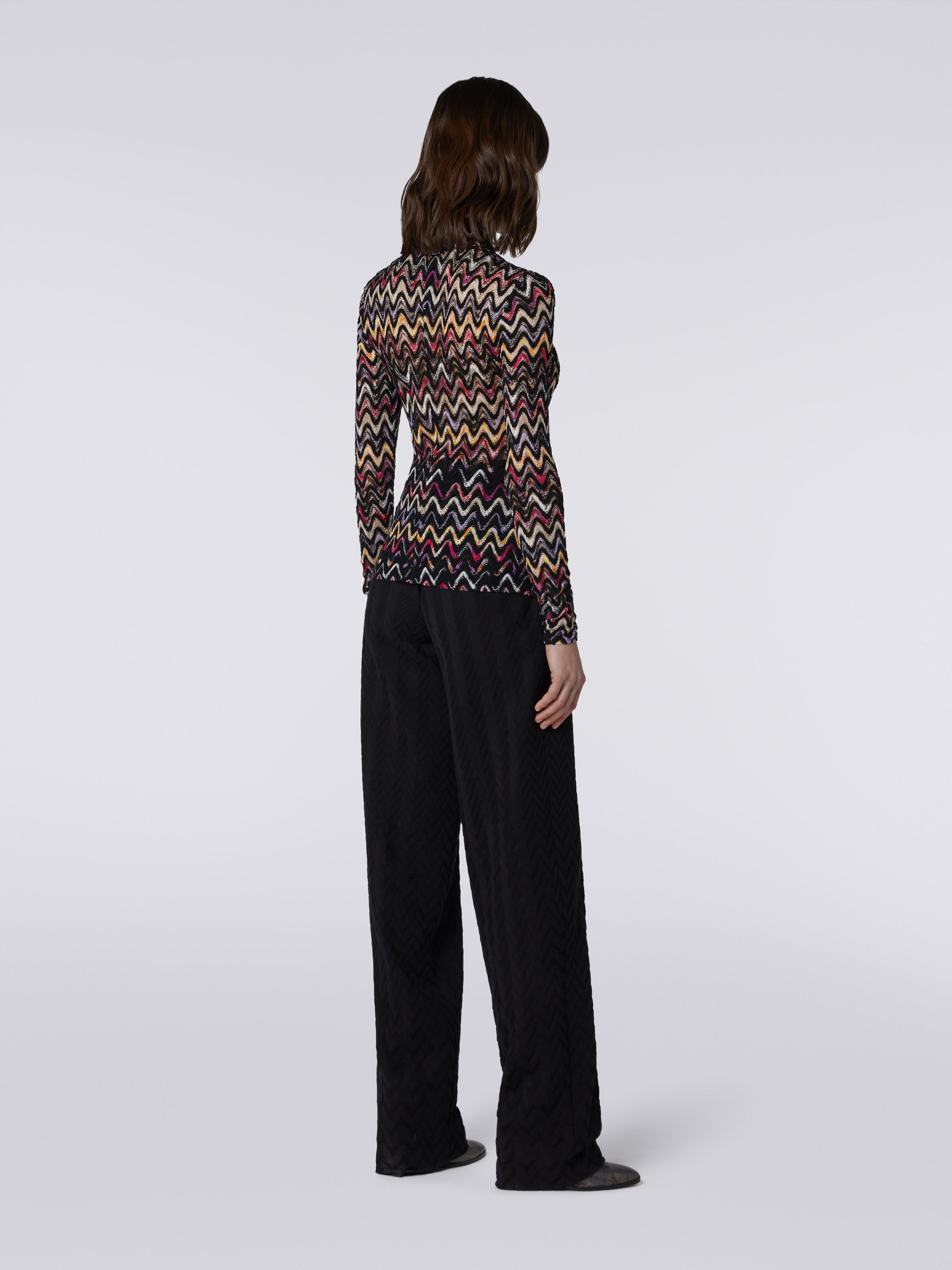 High-neck jumper in raschel knit wool and viscose, Multicoloured  - 3
