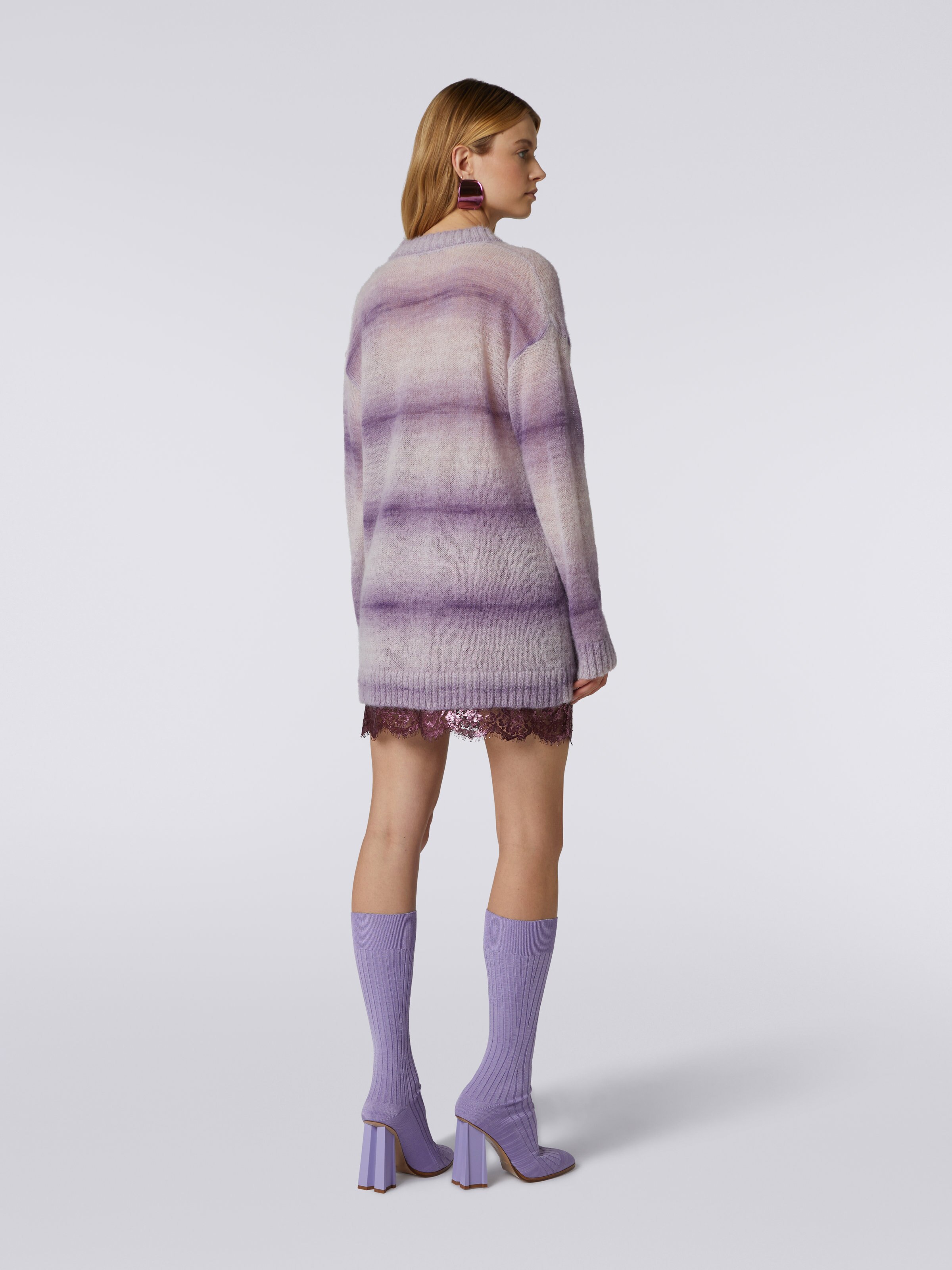 Maglione con scollatura a V in mohair, Viola  - 3