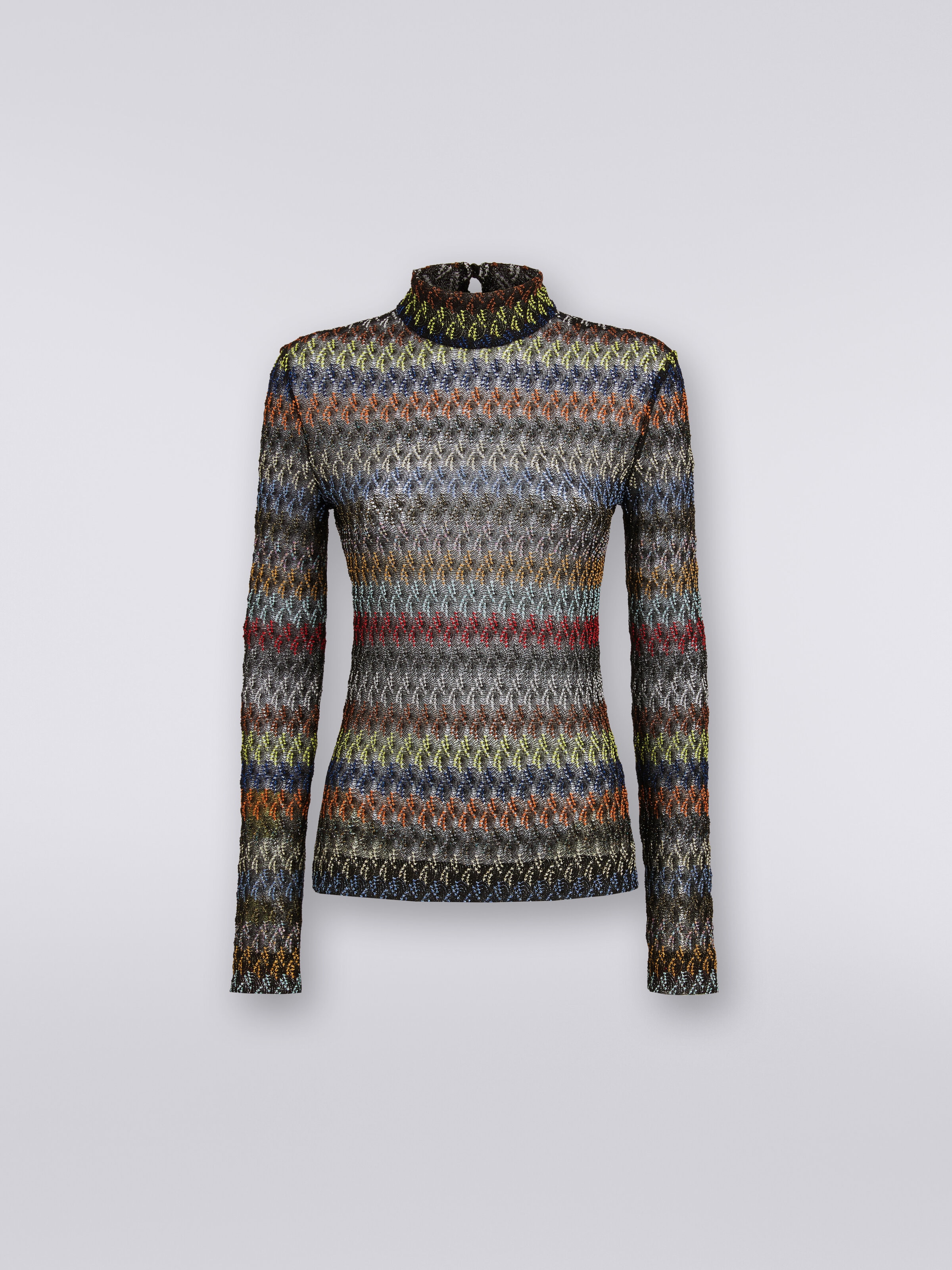 Pullover aus Viskosemischgewebe mit hohem Kragen, Mehrfarbig  - 0