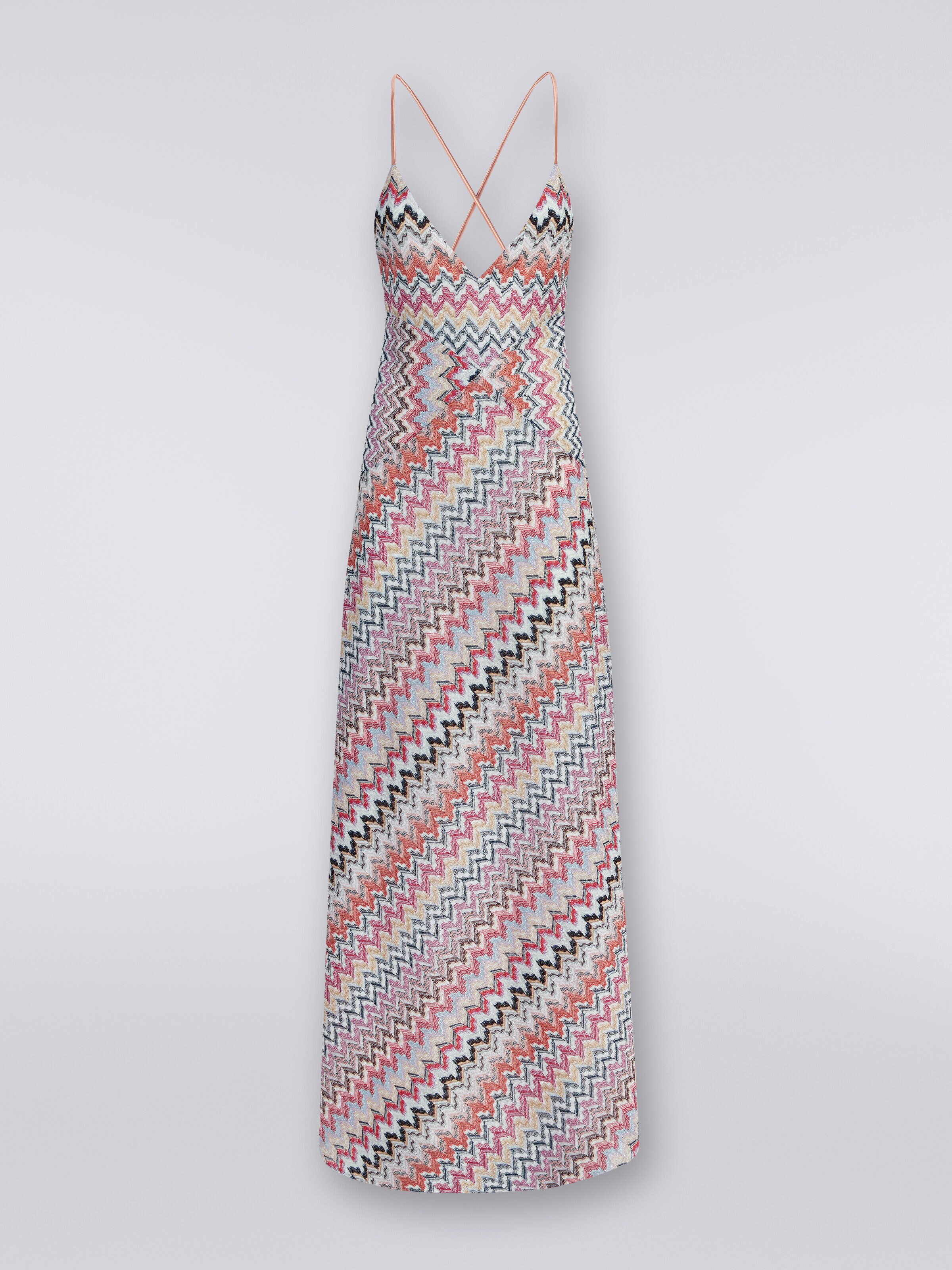 Long dress in patchwork viscose blend with lurex, Multicoloured  - 0