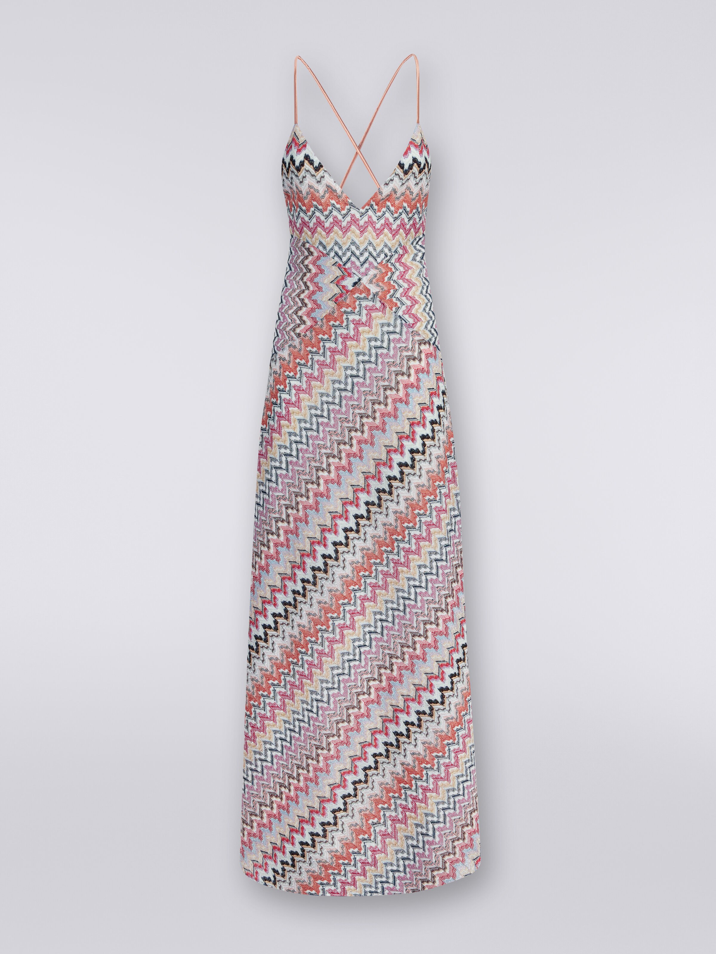 Long dress in patchwork viscose blend with lurex Multicoloured 