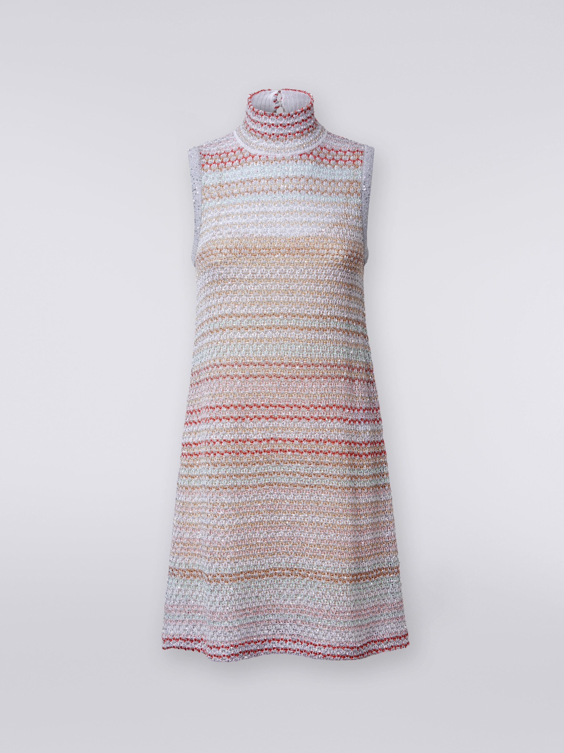 Mini-robe en maille filet avec col montant et applications de paillettes, Multicolore  - 0
