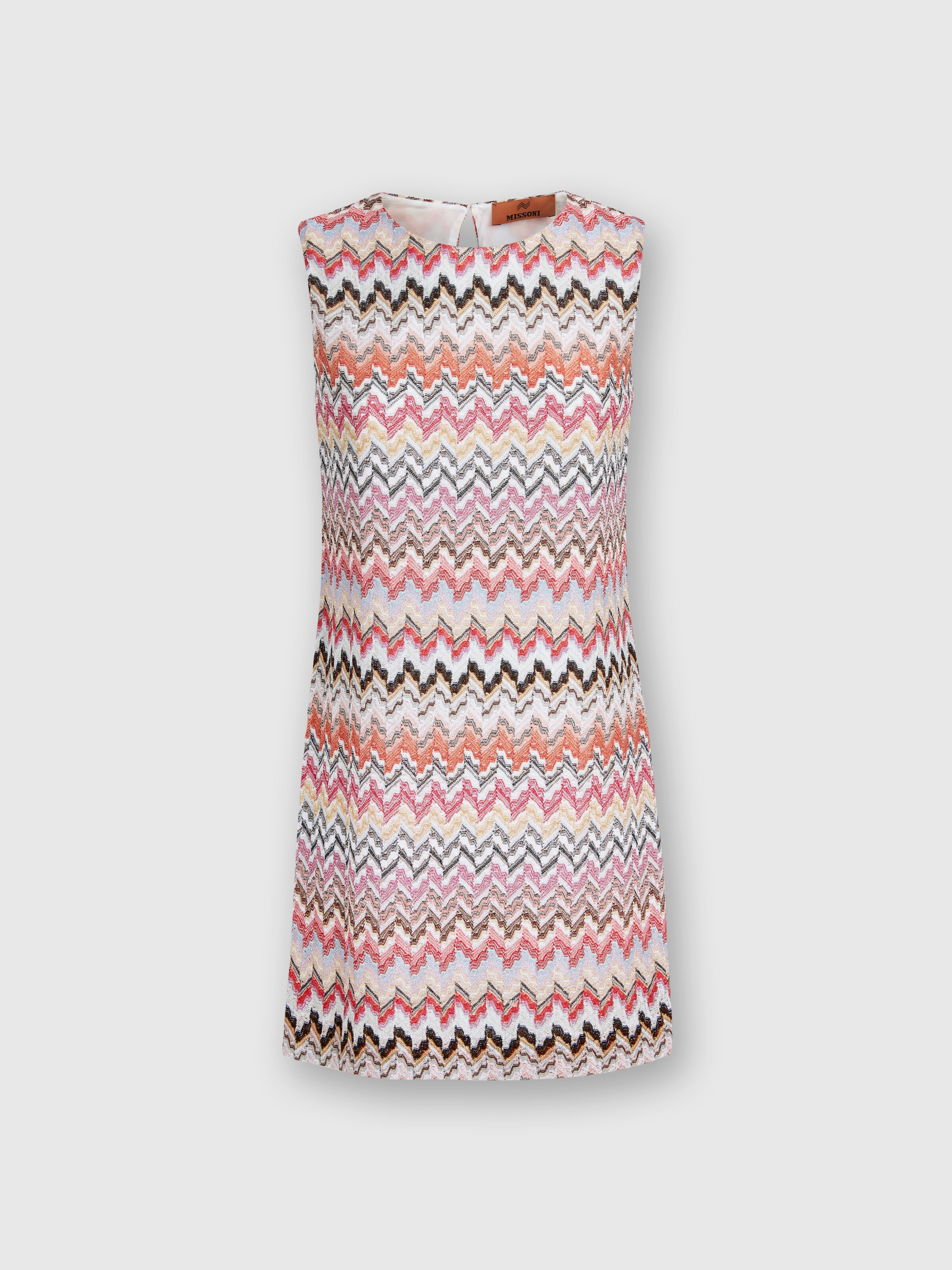 Mini-robe en viscose mélangée lamée à zig zag, Multicolore  - 0