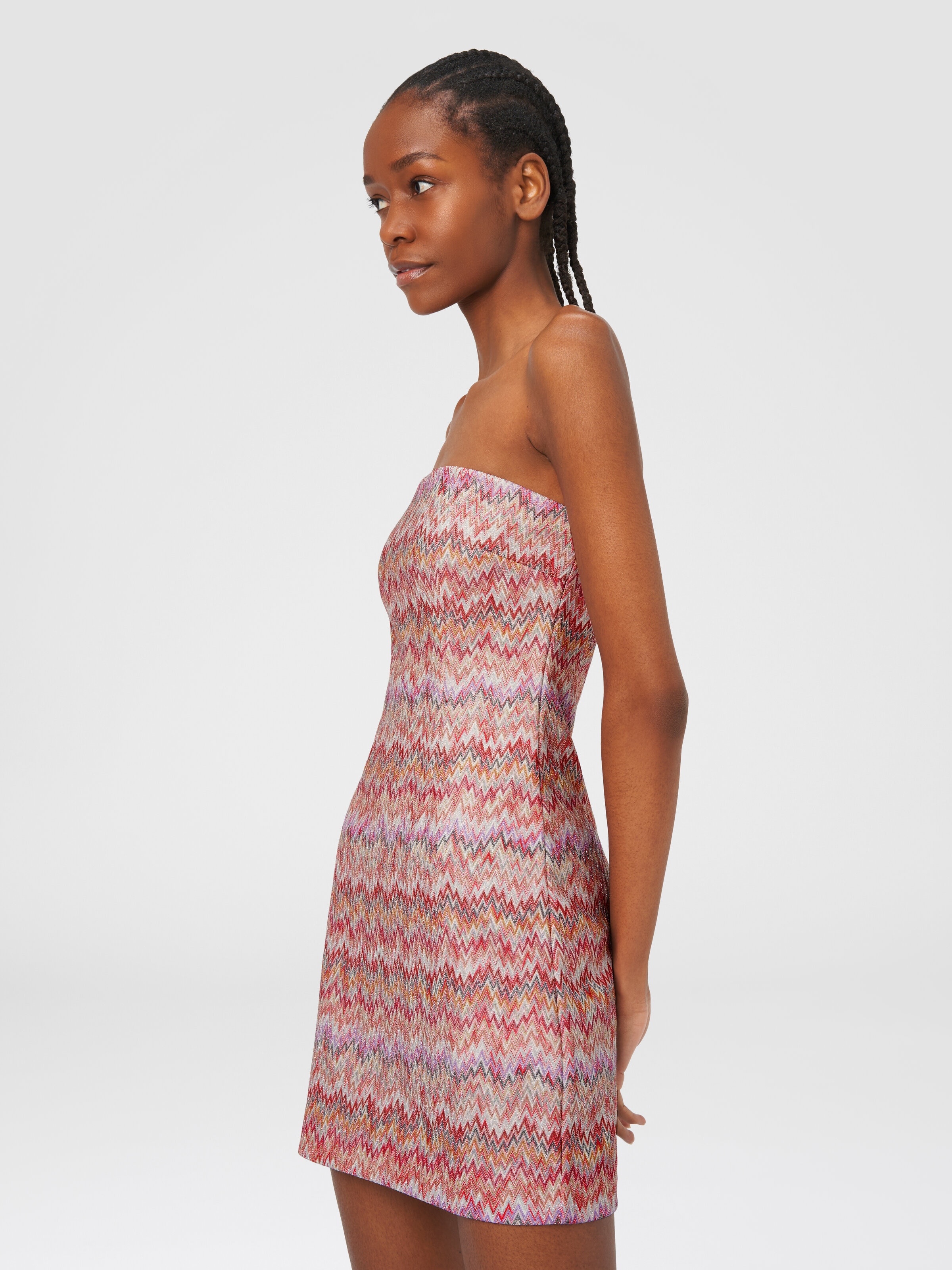 Mini-robe en viscose lamée à chevrons, Multicolore  - 3