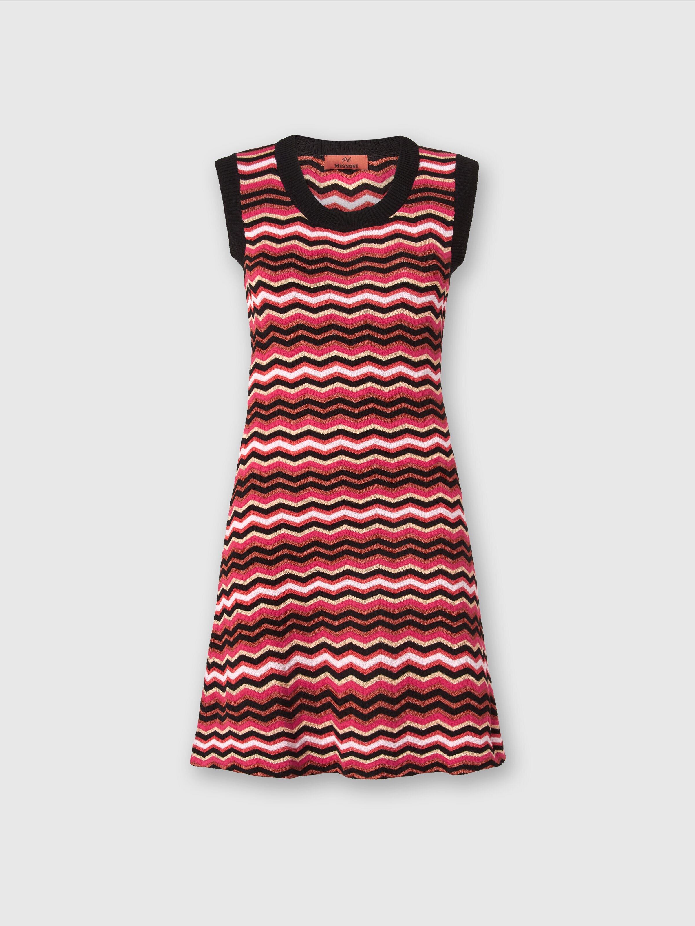 Vestido sin mangas de punto zigzag , Multicolor  - 0