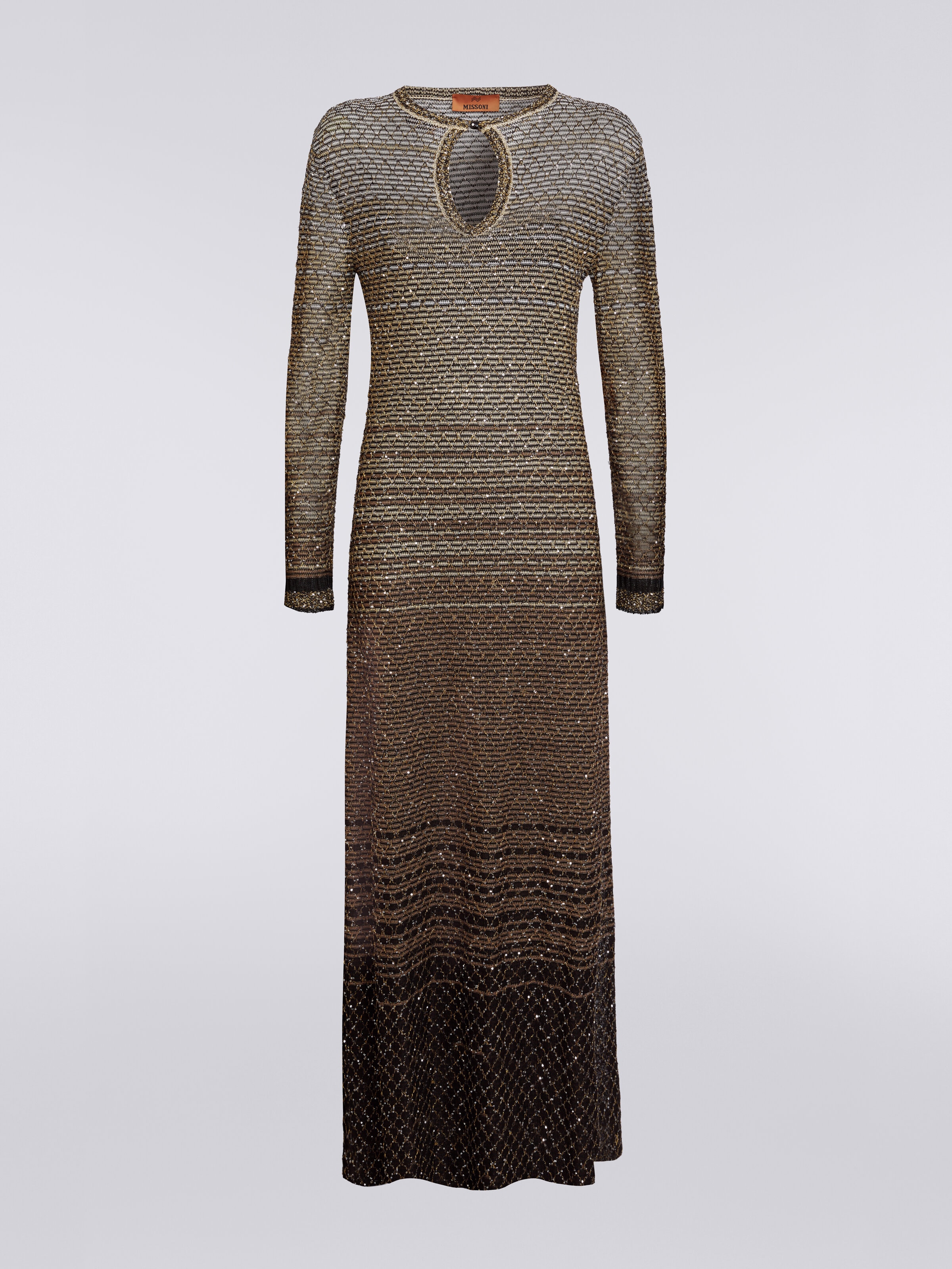 Long dress in dgrad knit with sequins