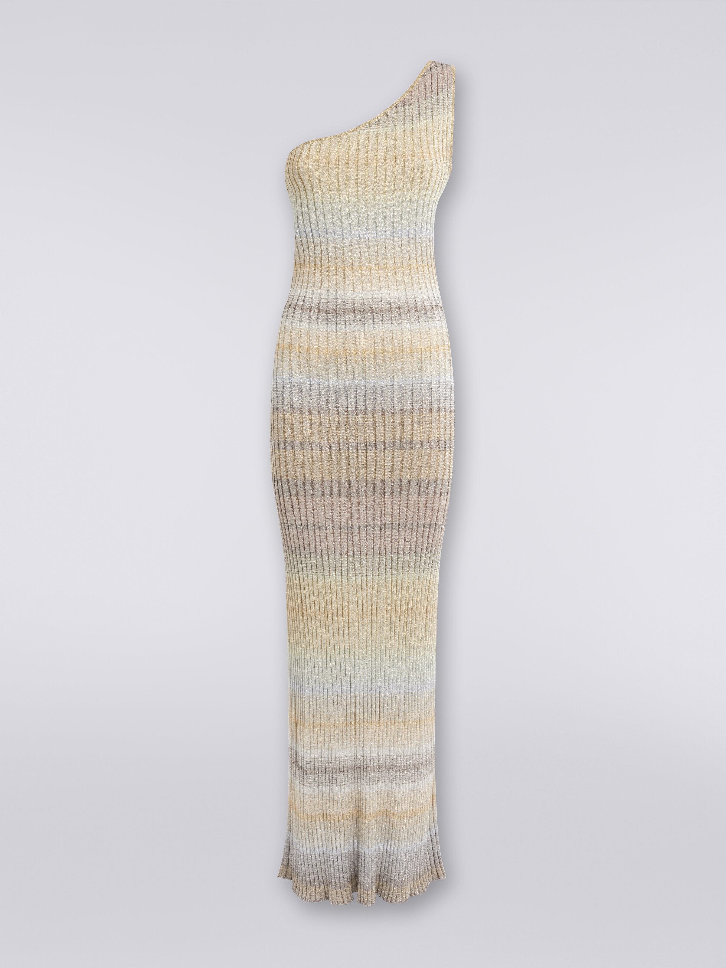 Long ribbed one-shoulder dress with lurex Multicoloured | Missoni