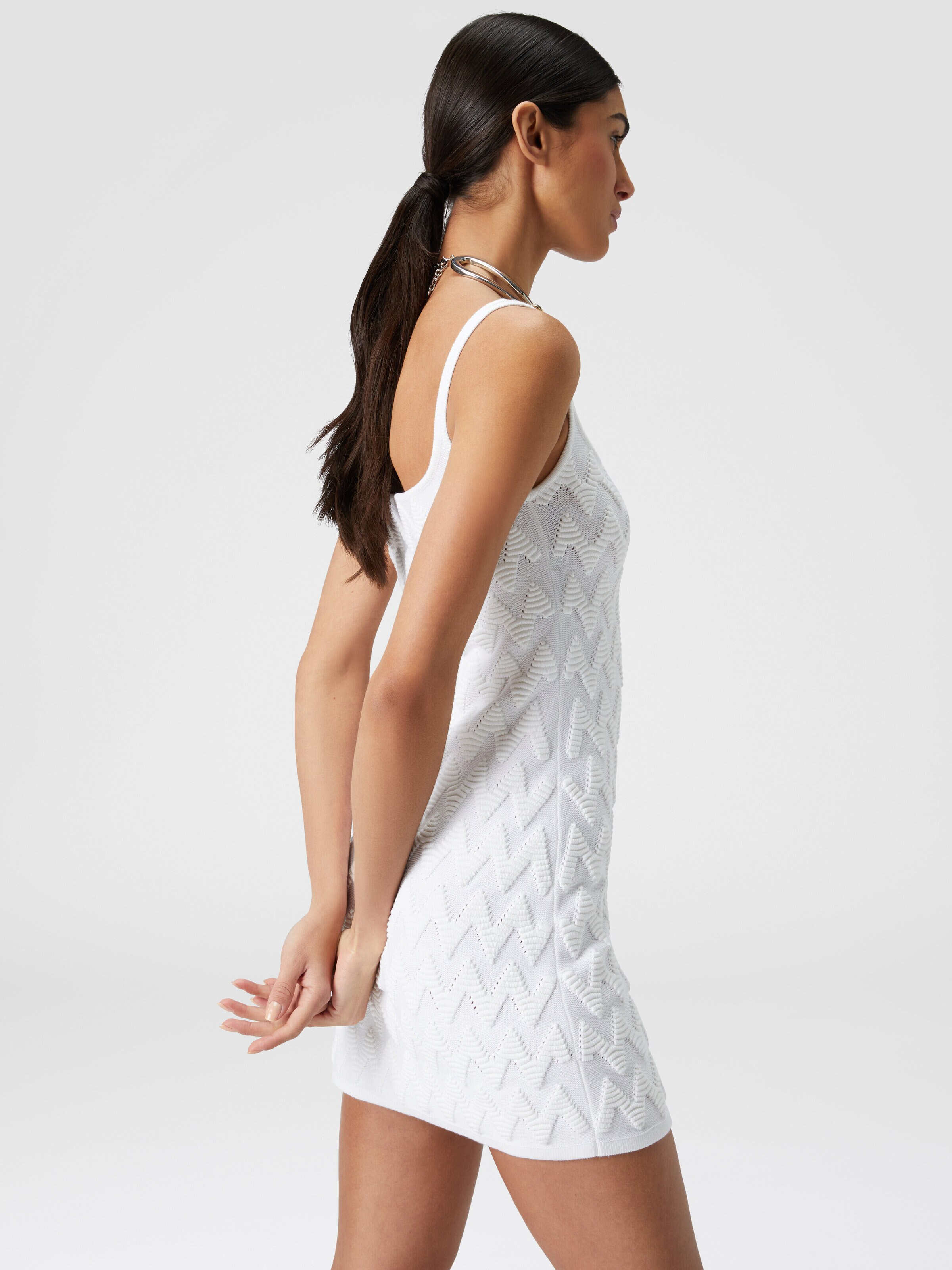Mini-robe à chevrons avec fines bretelles , Multicolore  - 3