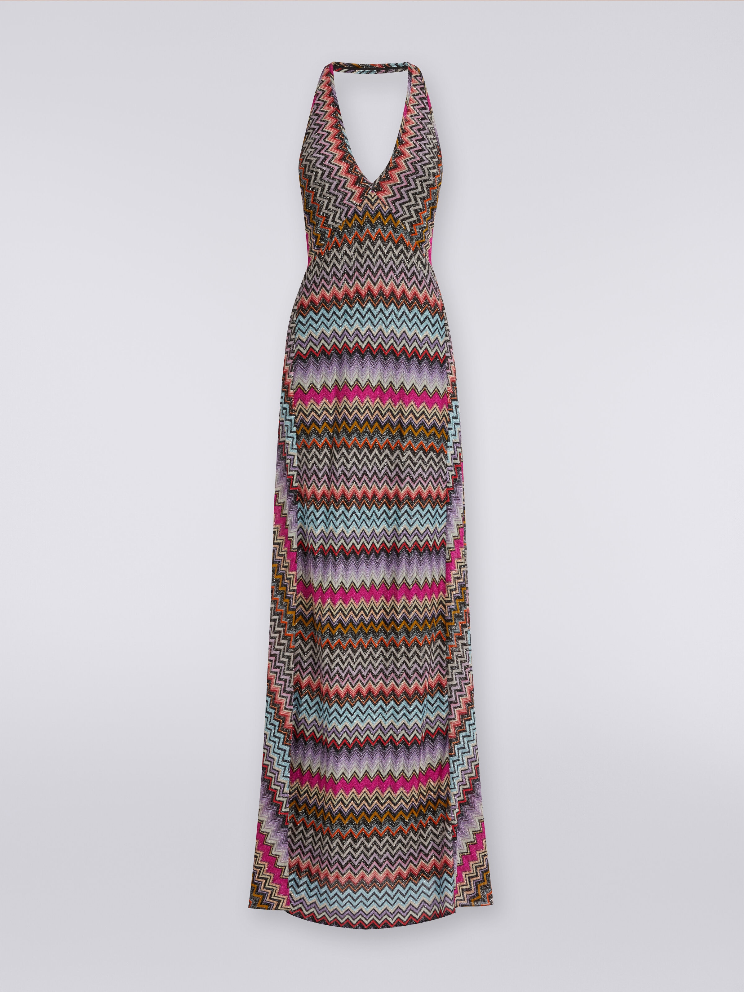 Robe longue en viscose à zig-zag avec lurex, Multicolore  - 0