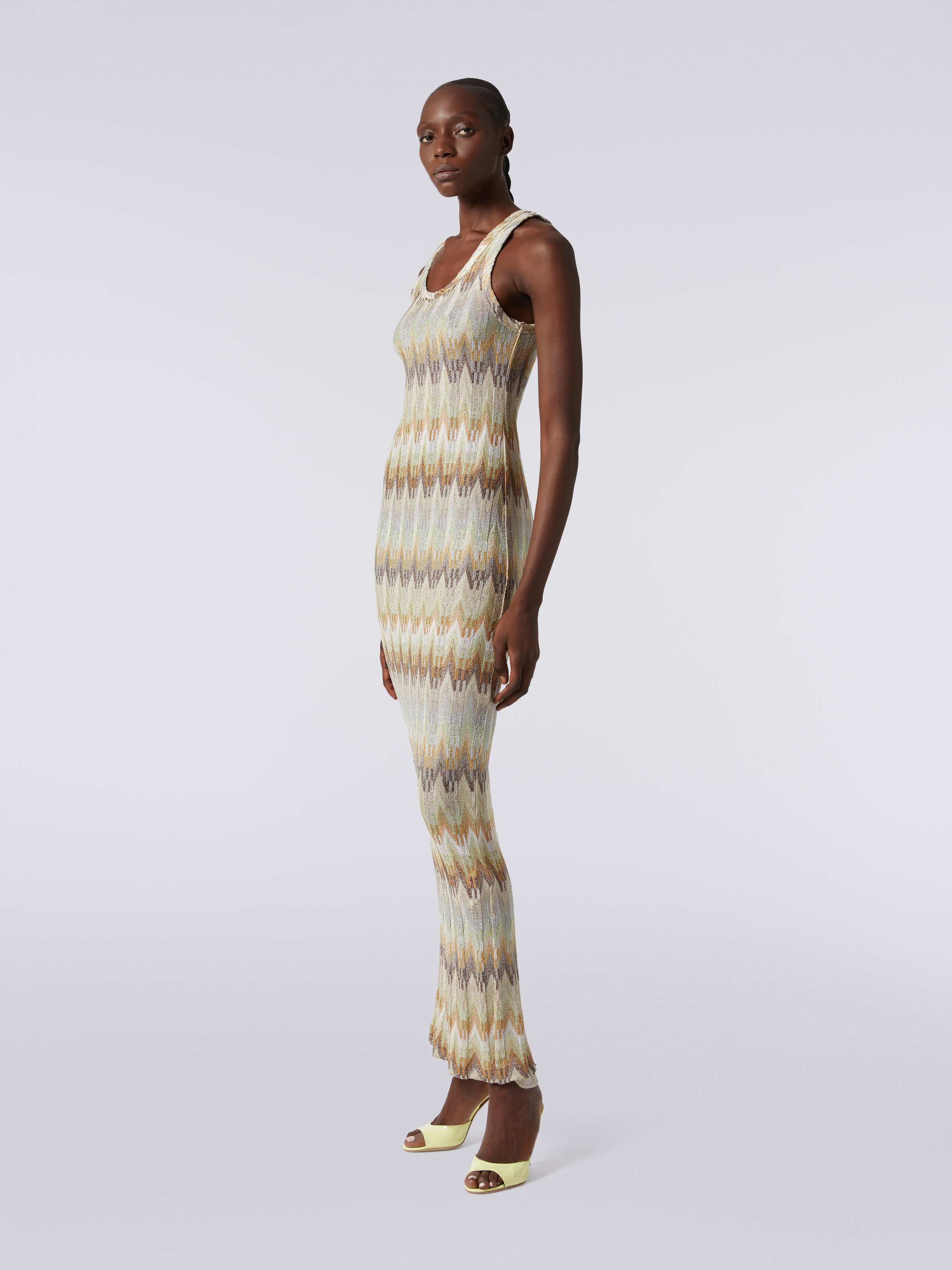 Robe longue sans manches en viscose ?� zig-zag avec lurex Multicolore | Missoni