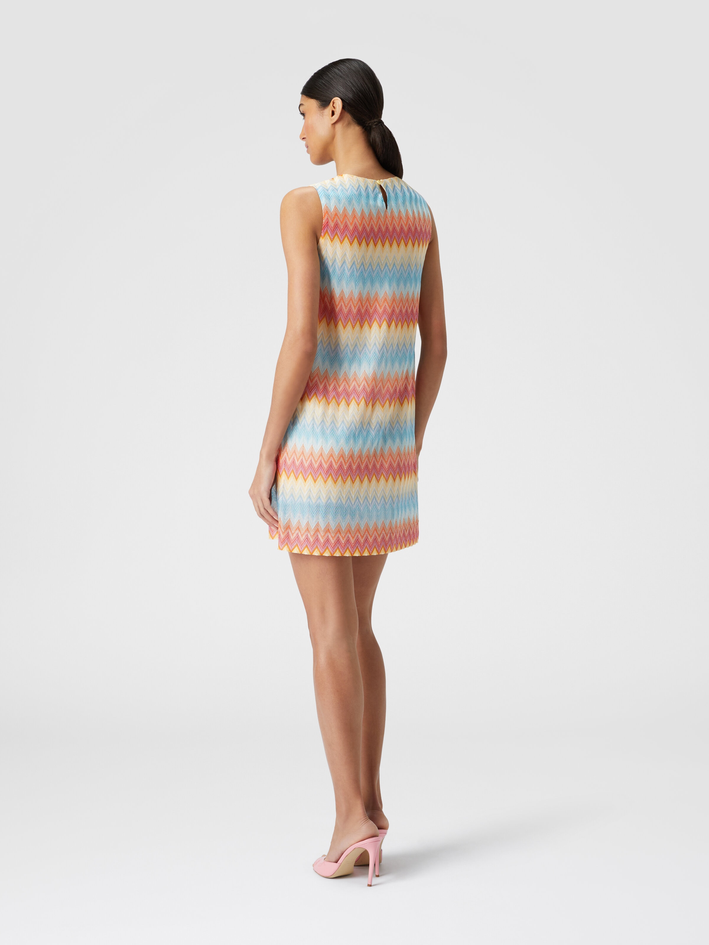 Dress in viscose with zigzag pattern, Multicoloured  - 2