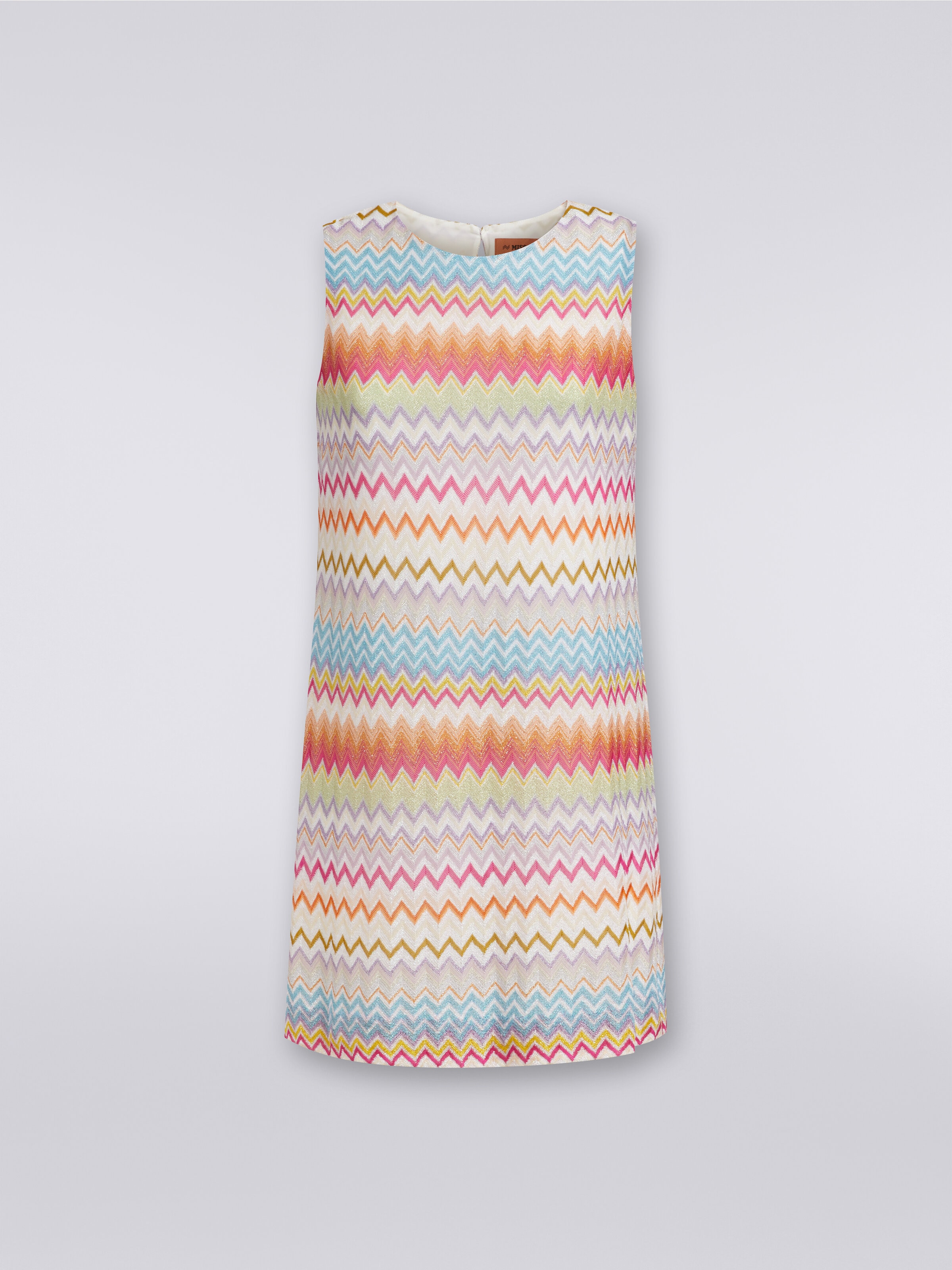 Vestido saco de viscosa en zigzag con lúrex, Multicolor  - 0