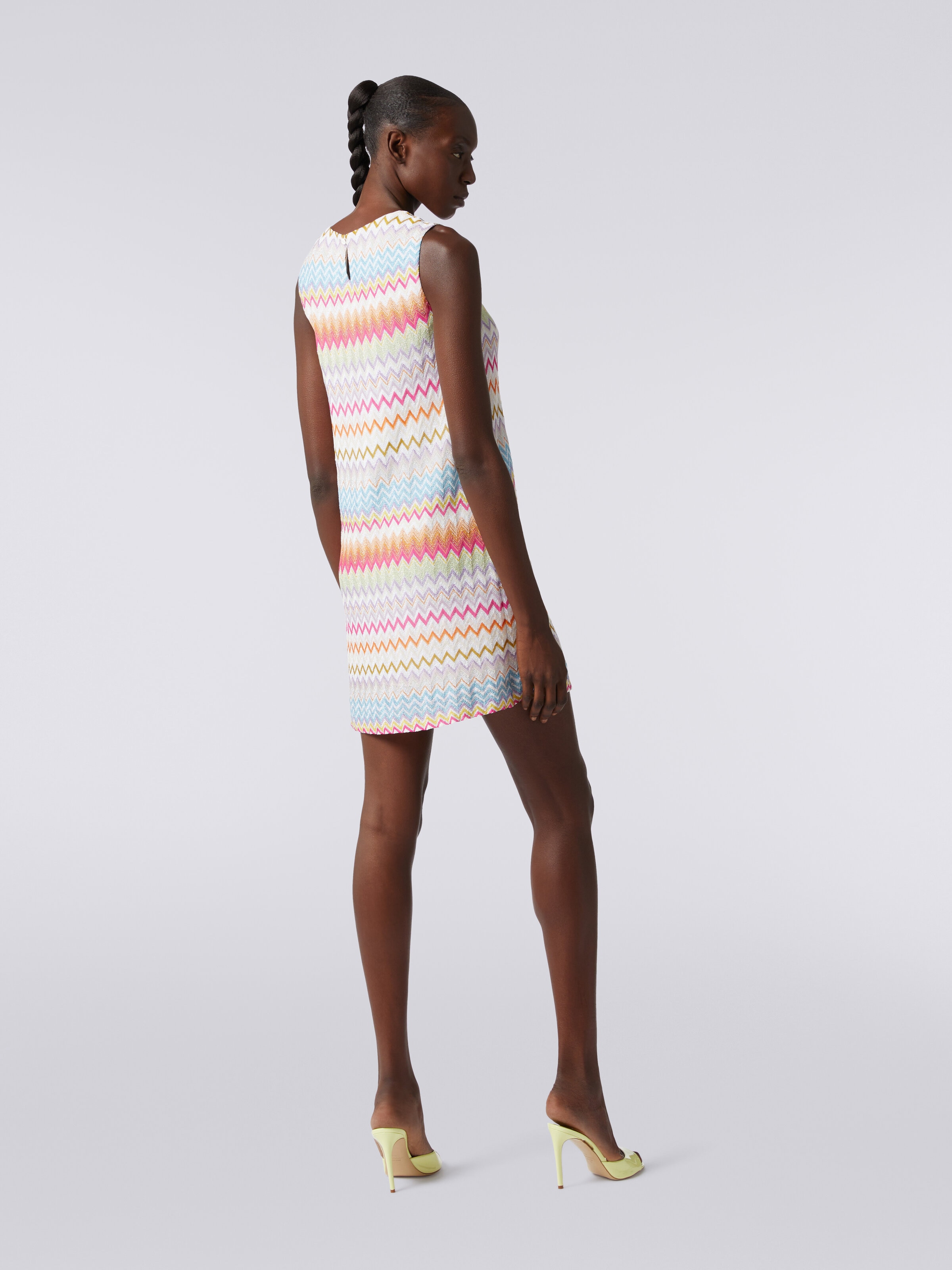 Zigzag viscose pouch dress with lurex, Multicoloured  - 3